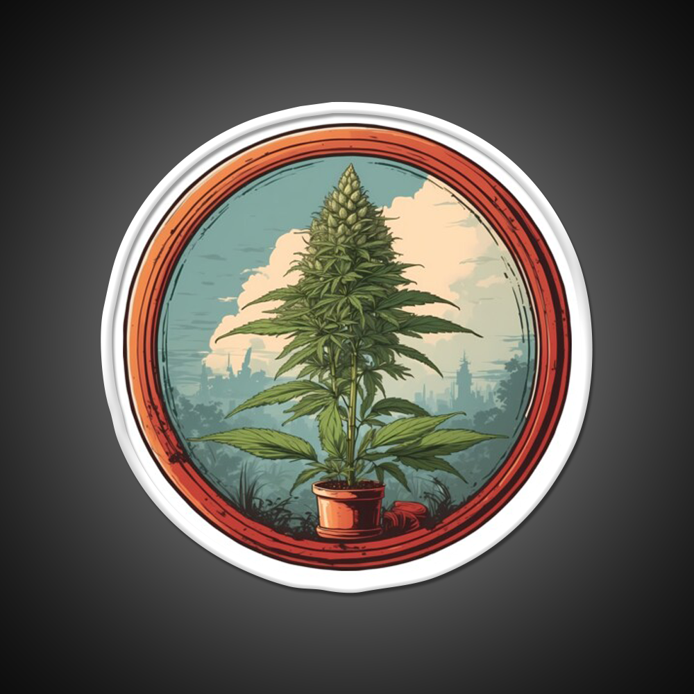 Colarado Flower In A Circle Hemp Inspired Green Leaf Led Neon Sign Rgb Color