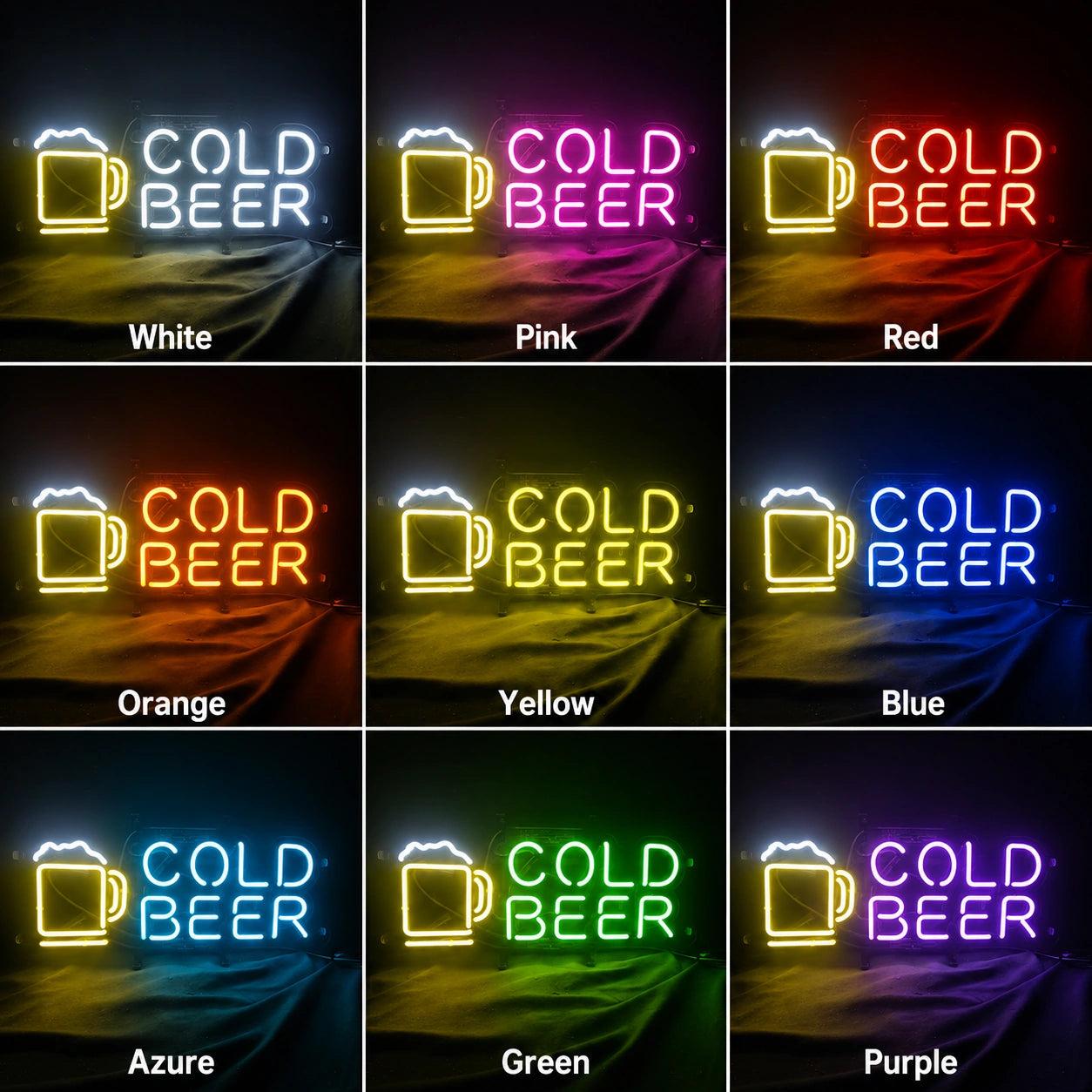 Cold Beer Mug Neon Sign LED Neon Sign color grid