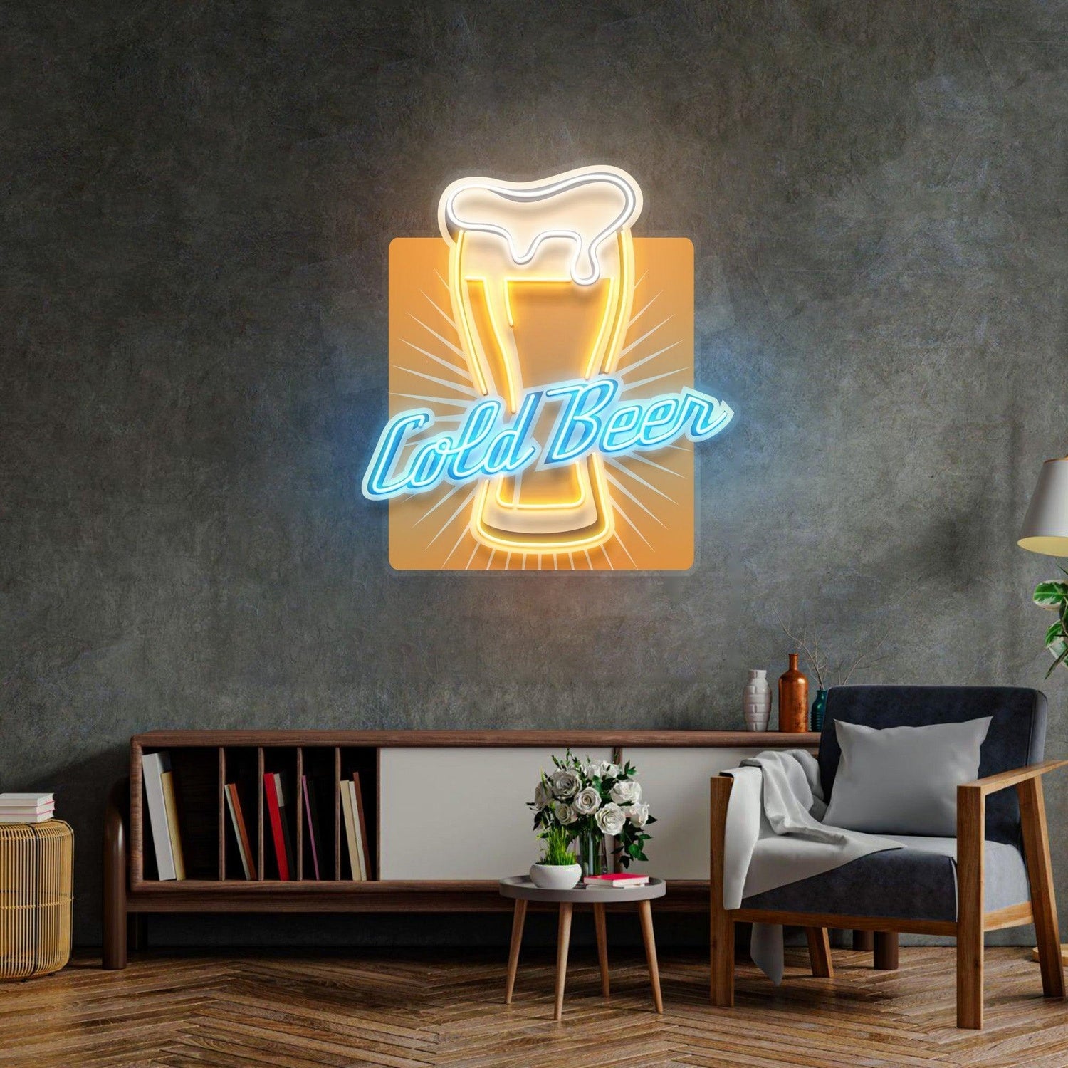 Cold Beer Mug With Foam Uv Printed Led Neon Sign For Bar Decor | Shineneon