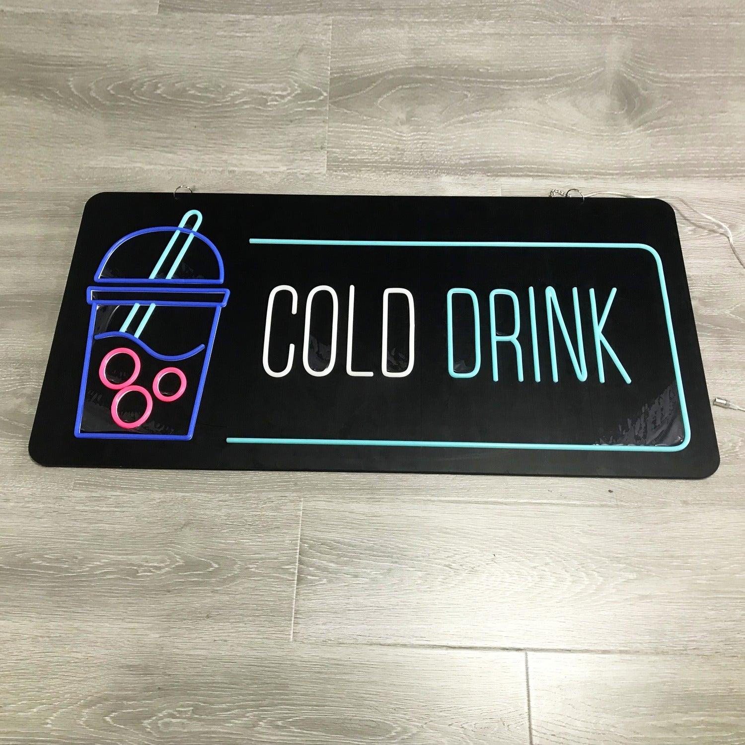 Cold Drink Cup Led Neon Sign With Blue Pink White For Beverage Shop Decor | Shineneon