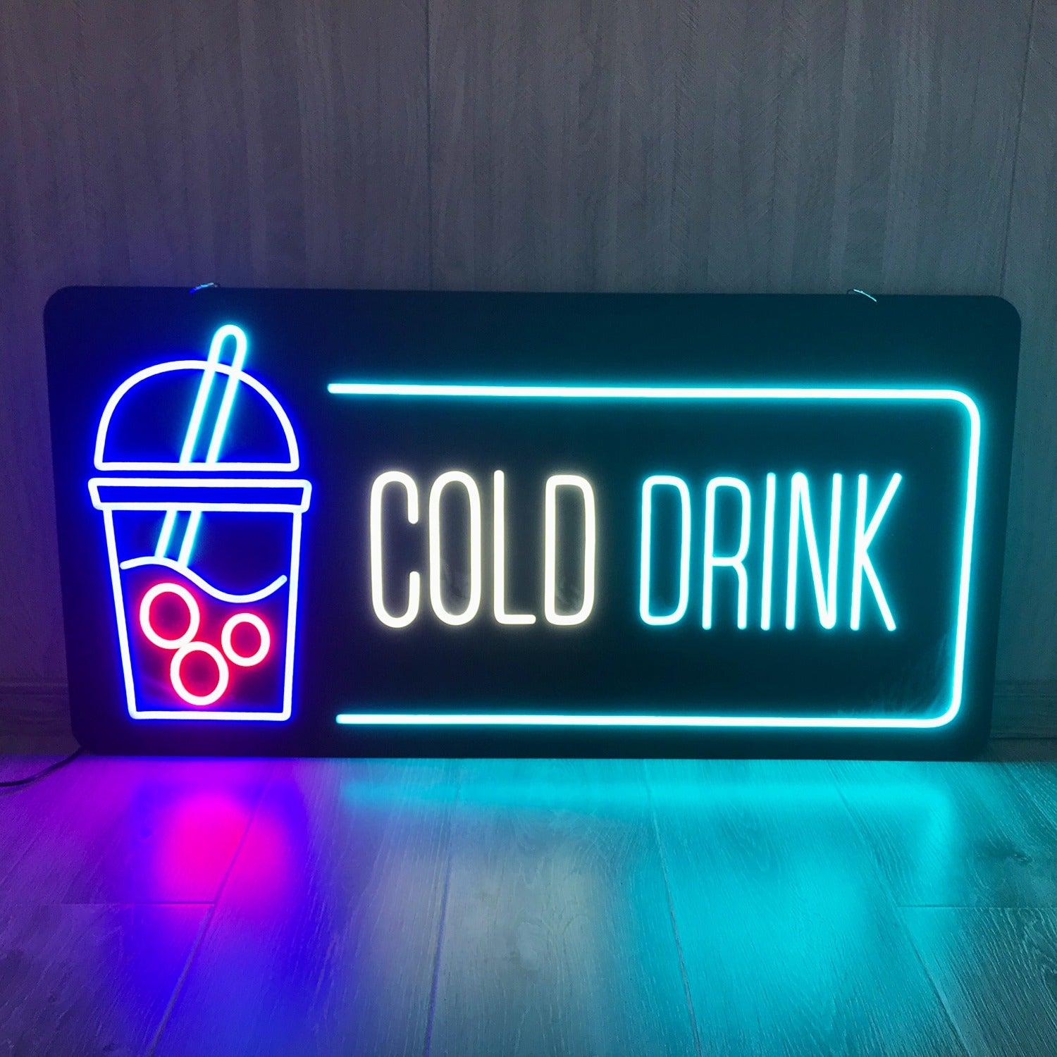 Cold Drink Cup Led Neon Sign With Blue Pink White For Beverage Shop Decor | Shineneon
