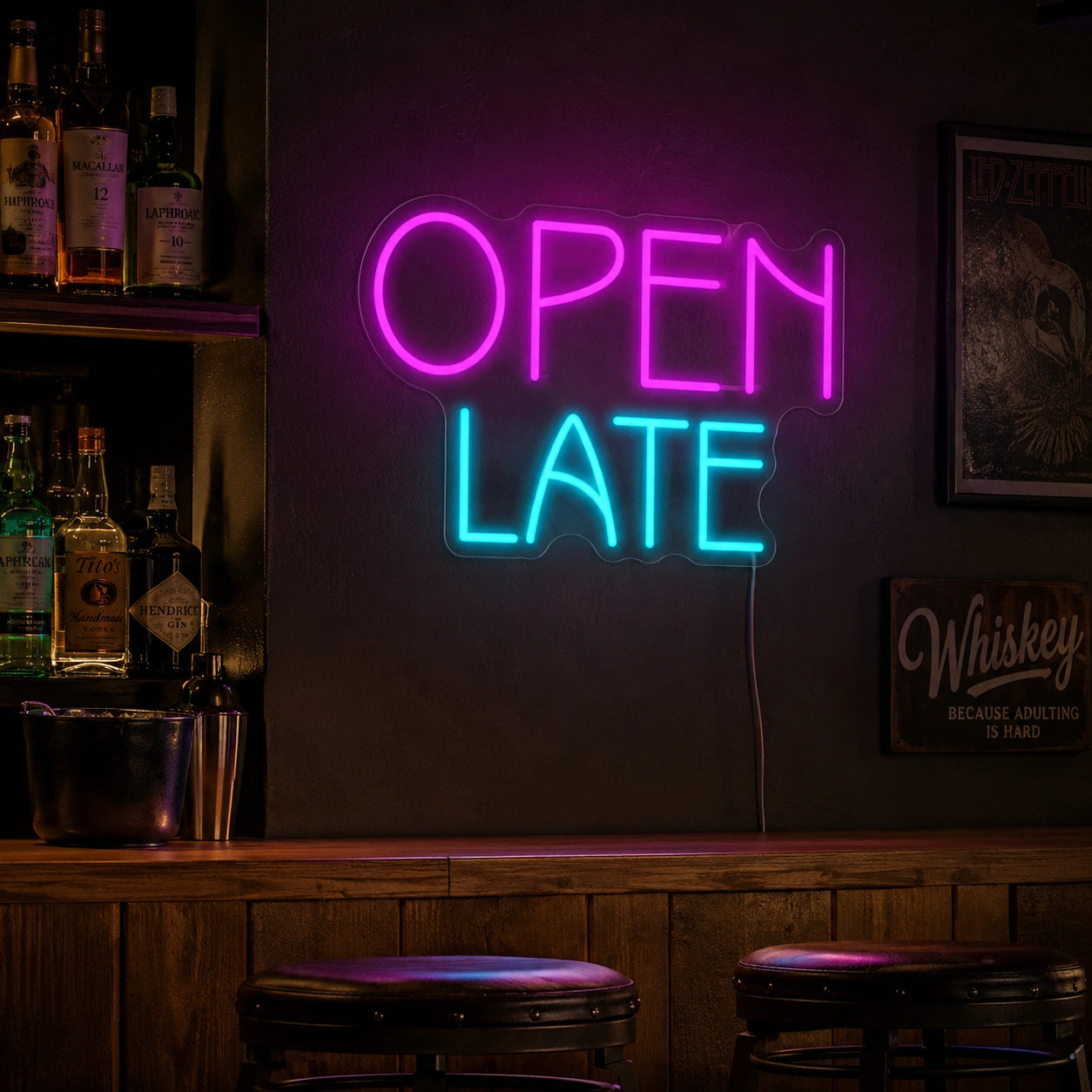 Color Open Late Neon Sign LED Neon Sign real lifestyle scene