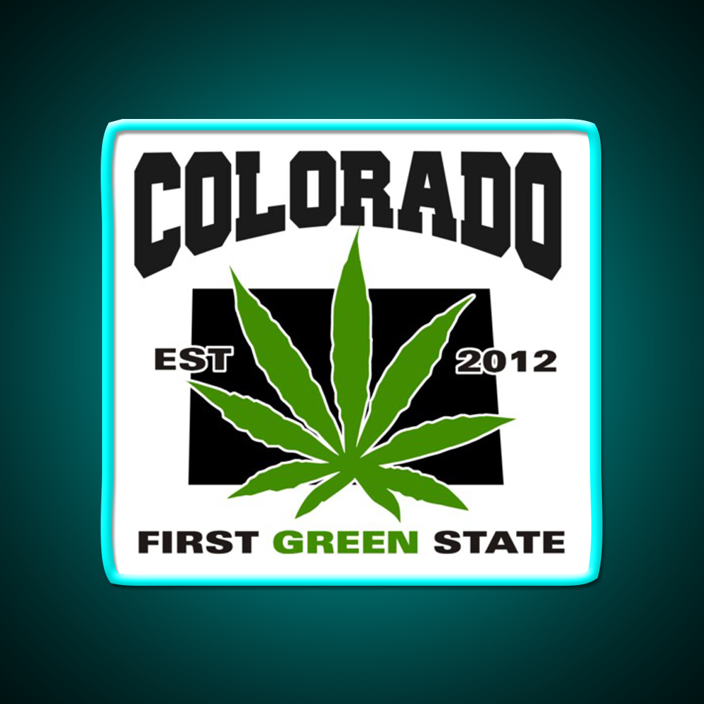 Colorado First Green State Hemp Inspired Green Leaf Led Neon Sign Rgb Color - Size and dimension reference