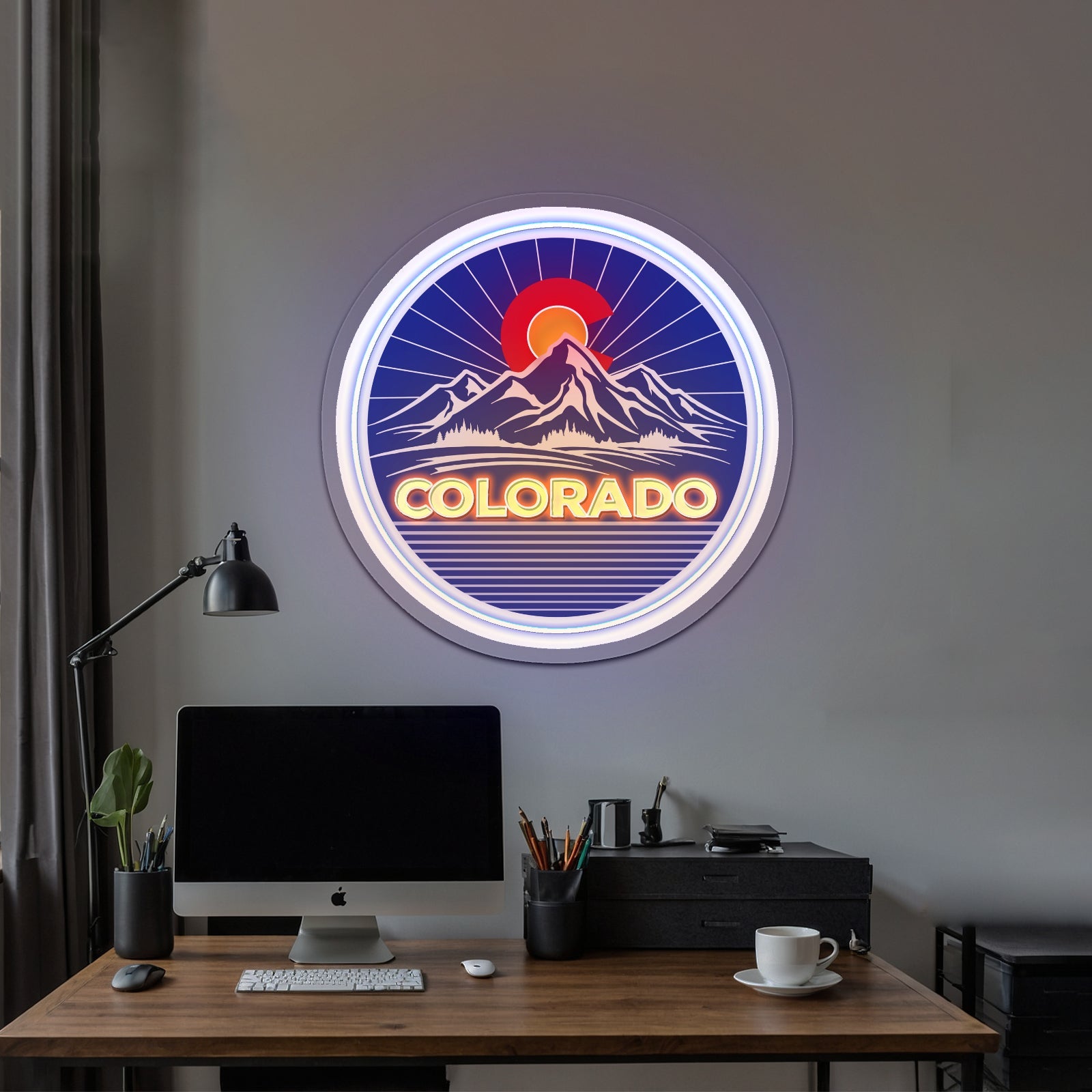Colorado Mountains Circle Neon Wall Signs - Shineneon
