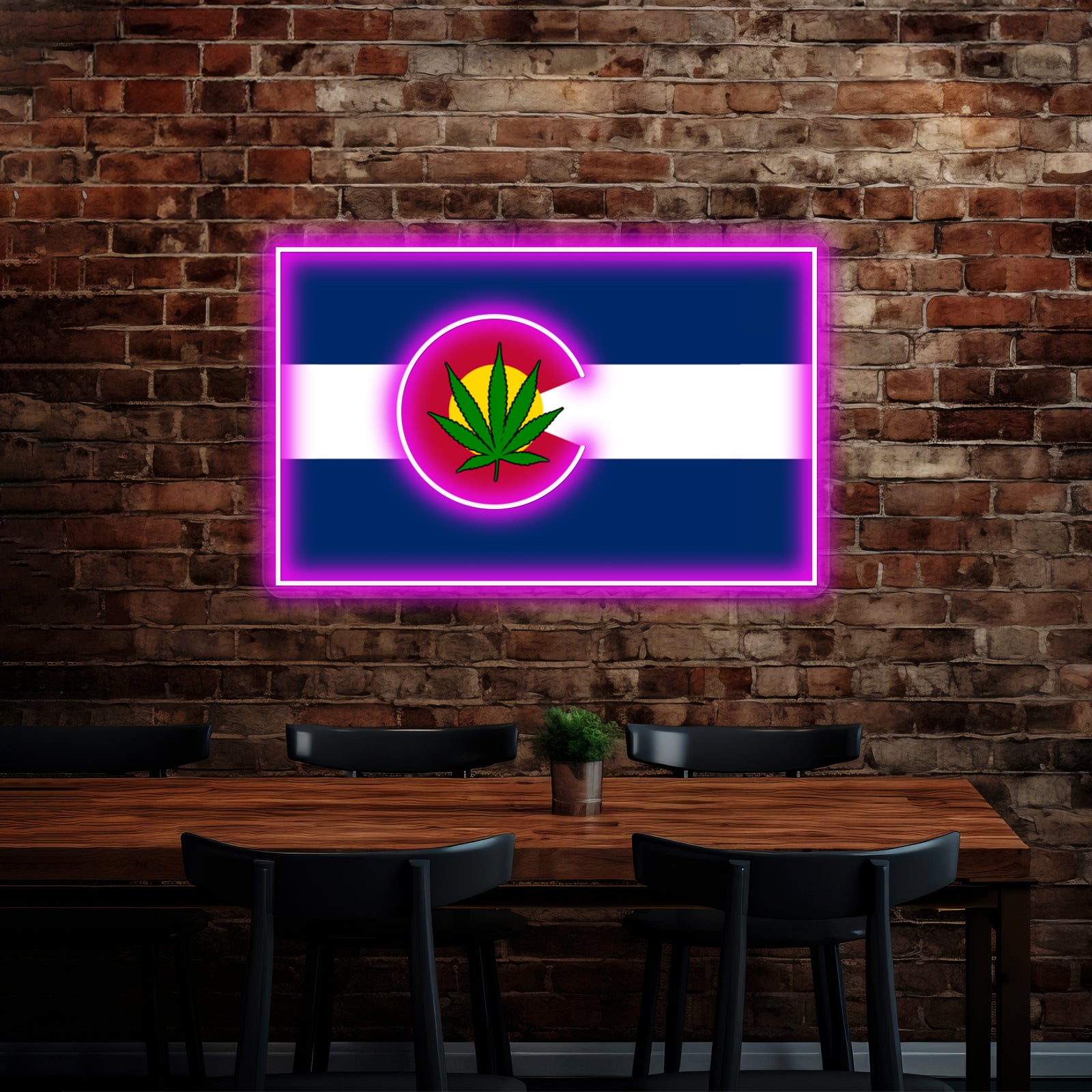 Colorado State Flag Cannabis Leaf Products Wall Artwork Neon Signs | Shineneon