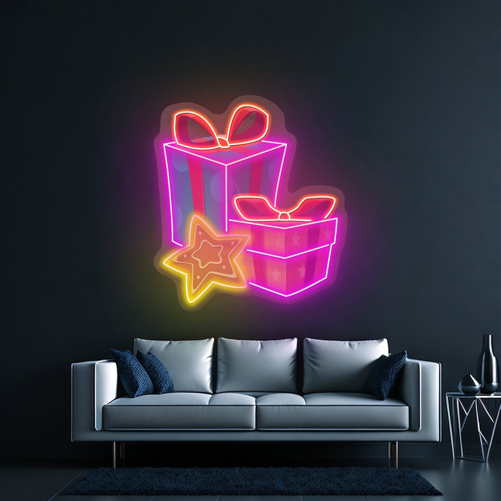 Colorful Christmas Gifts Led Neon Artwork For Sale For Sale - Shineneon