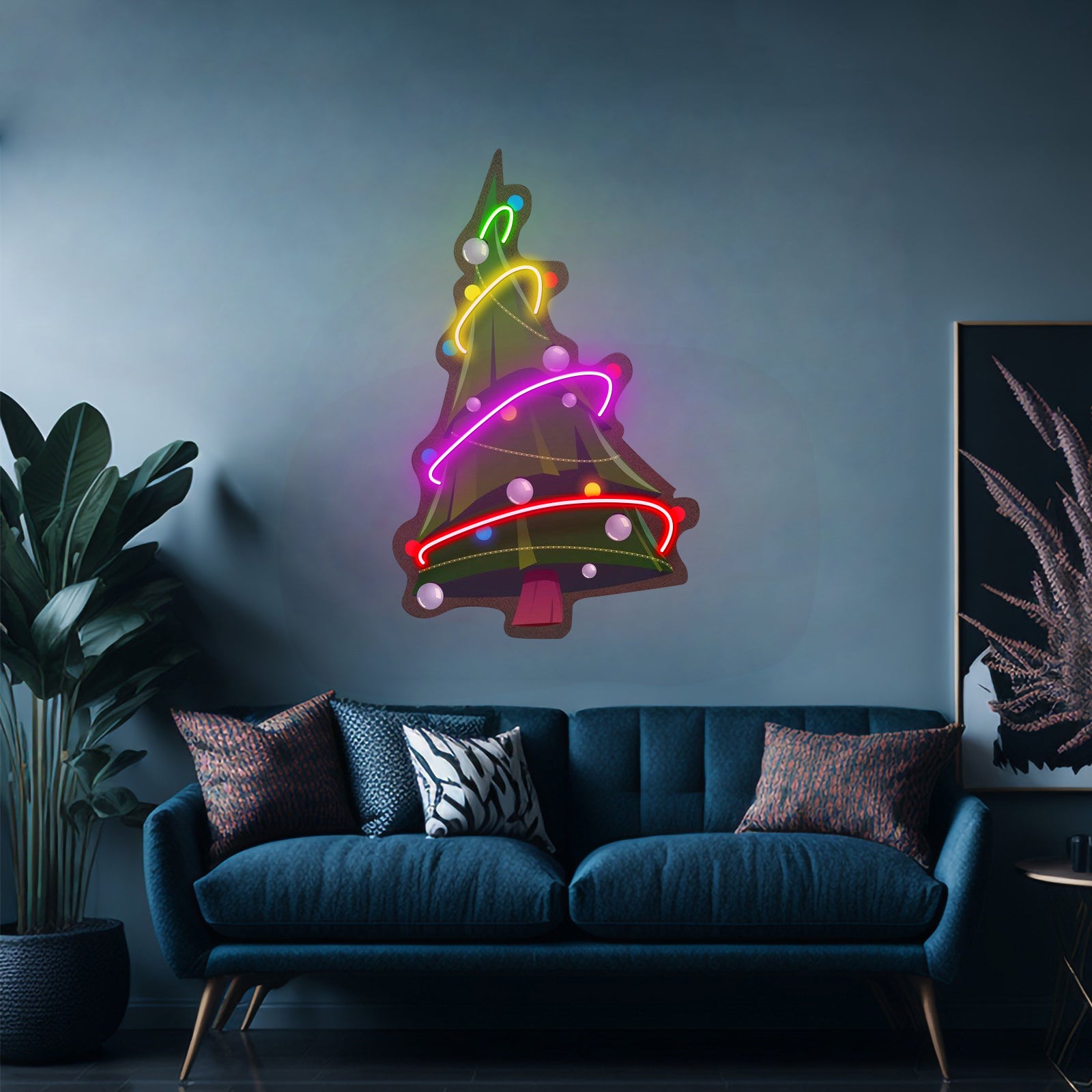 Colorful Christmas Tree Led Neon Acrylic Artwork For Sale