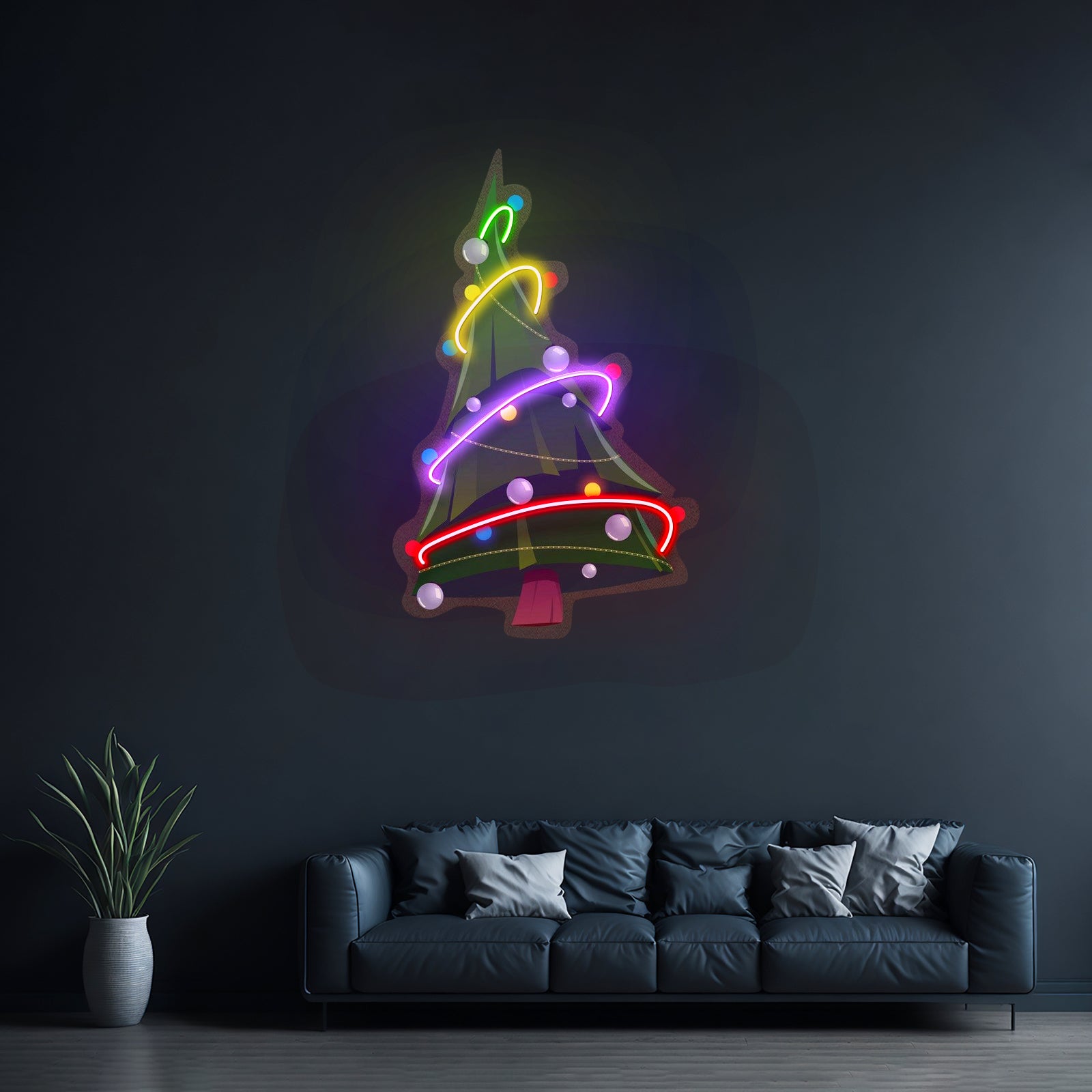 Colorful Christmas Tree Led Neon Acrylic Artwork For Sale