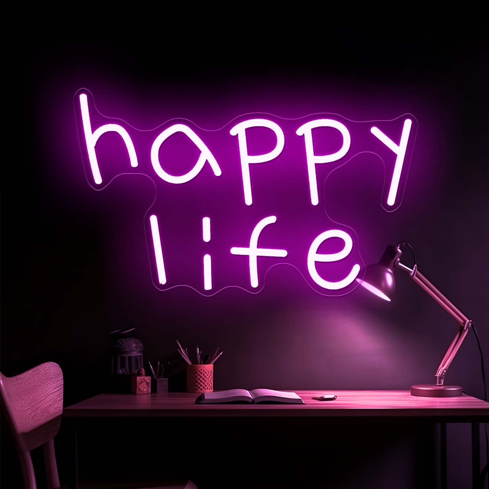 Colorful Happy Life Led Neon Signs For Wall Decor - Shineneon