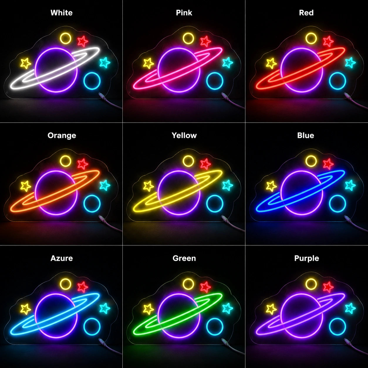 Colorful Planet Orbit Neon Sign LED Neon Sign color grid