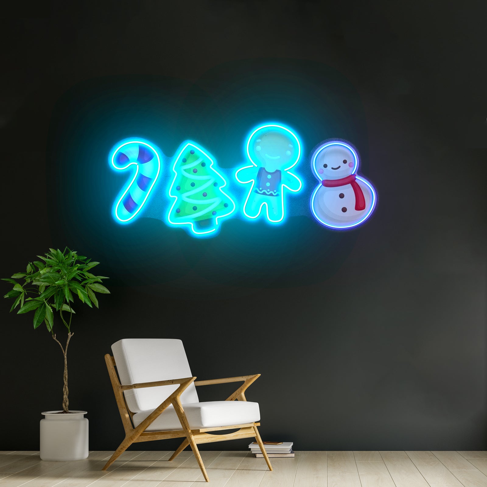 Colorful Toppers Christmas Neon Sign Acrylic Artwork For Sale