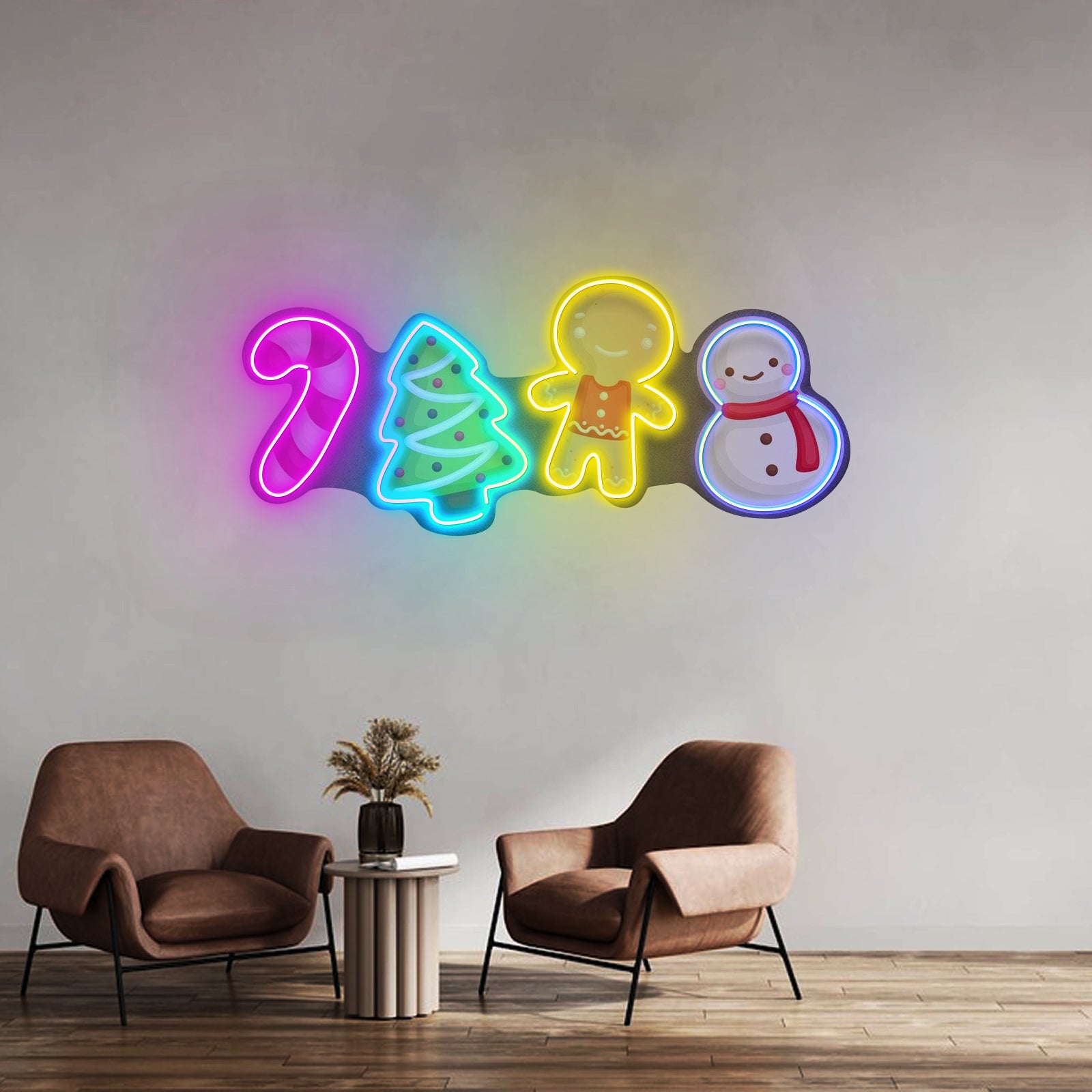 Colorful Toppers Christmas Neon Sign Acrylic Artwork For Sale