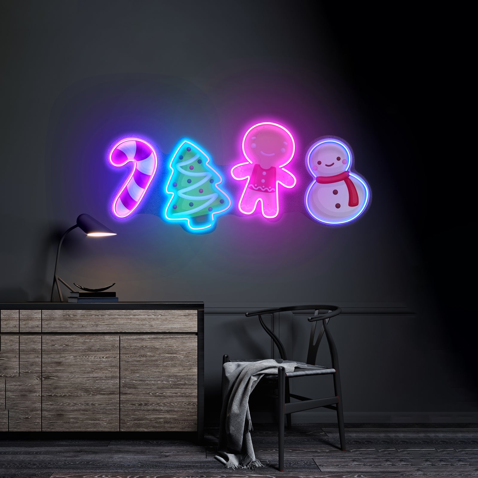 Colorful Toppers Christmas Neon Sign Acrylic Artwork For Sale