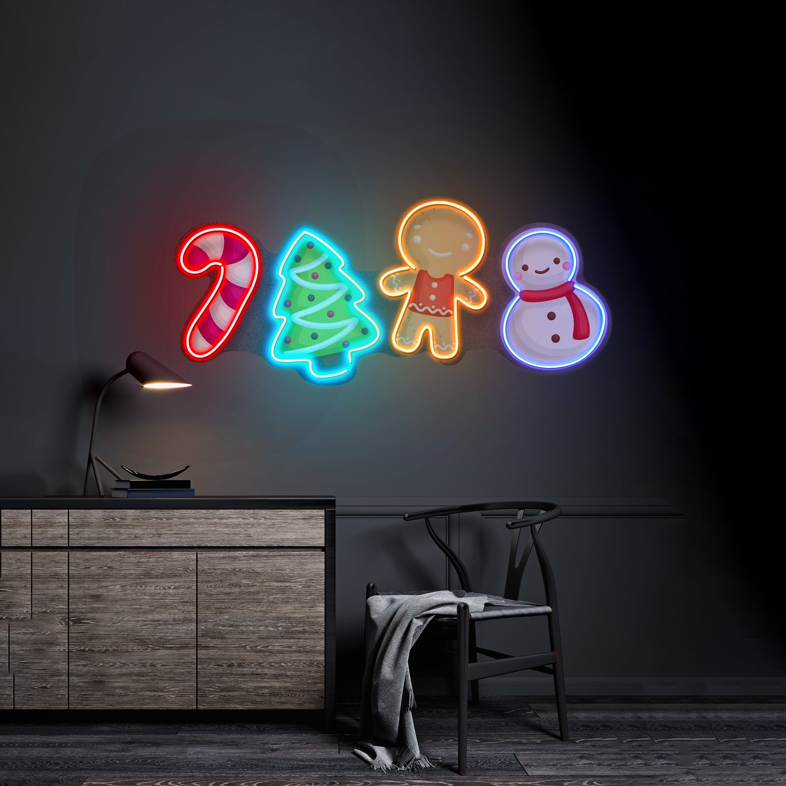 Colorful Toppers Christmas Neon Sign Acrylic Artwork For Sale