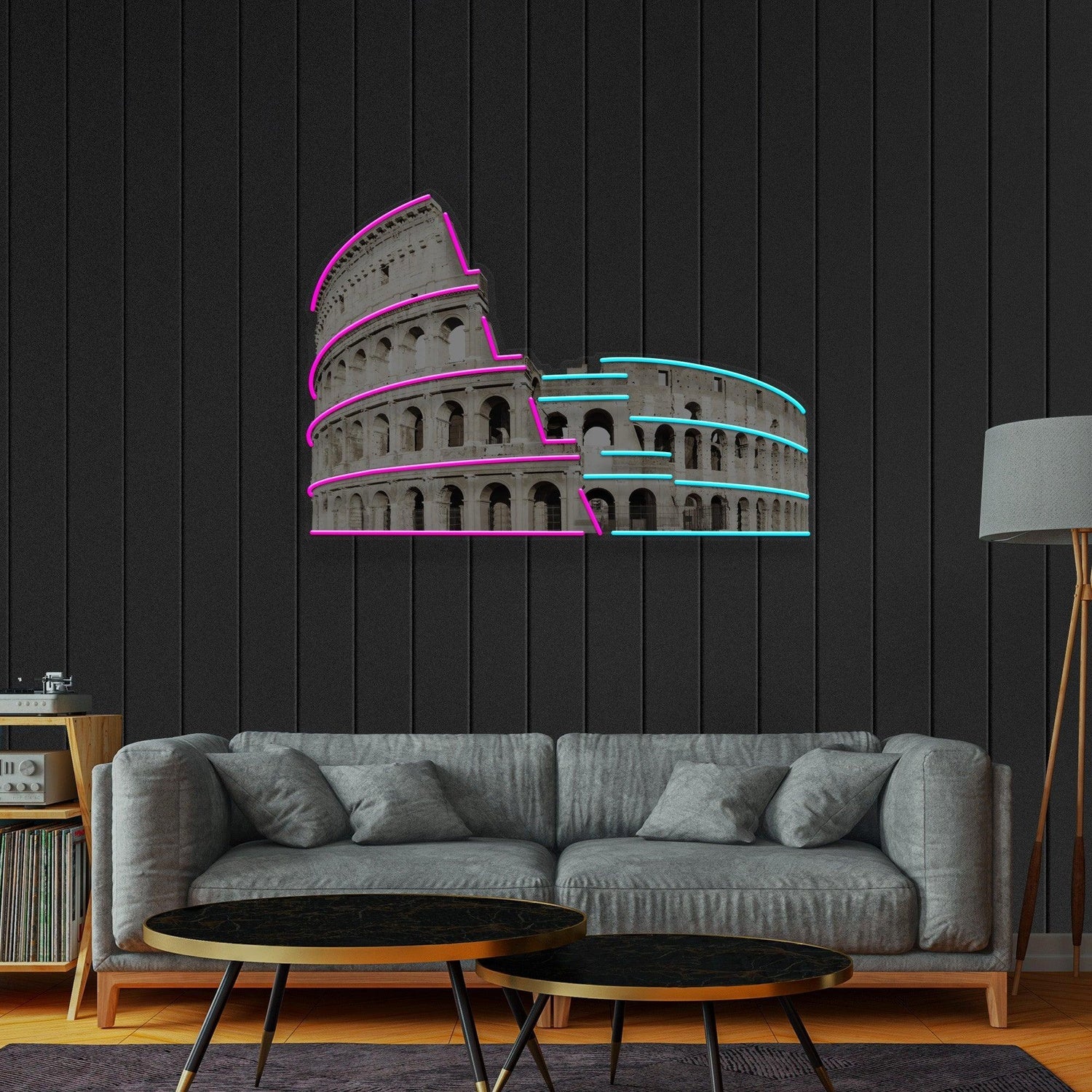 Colosseum Pink Blue Uv Printed Led Neon Sign Wall Art Home Decor | Shineneon