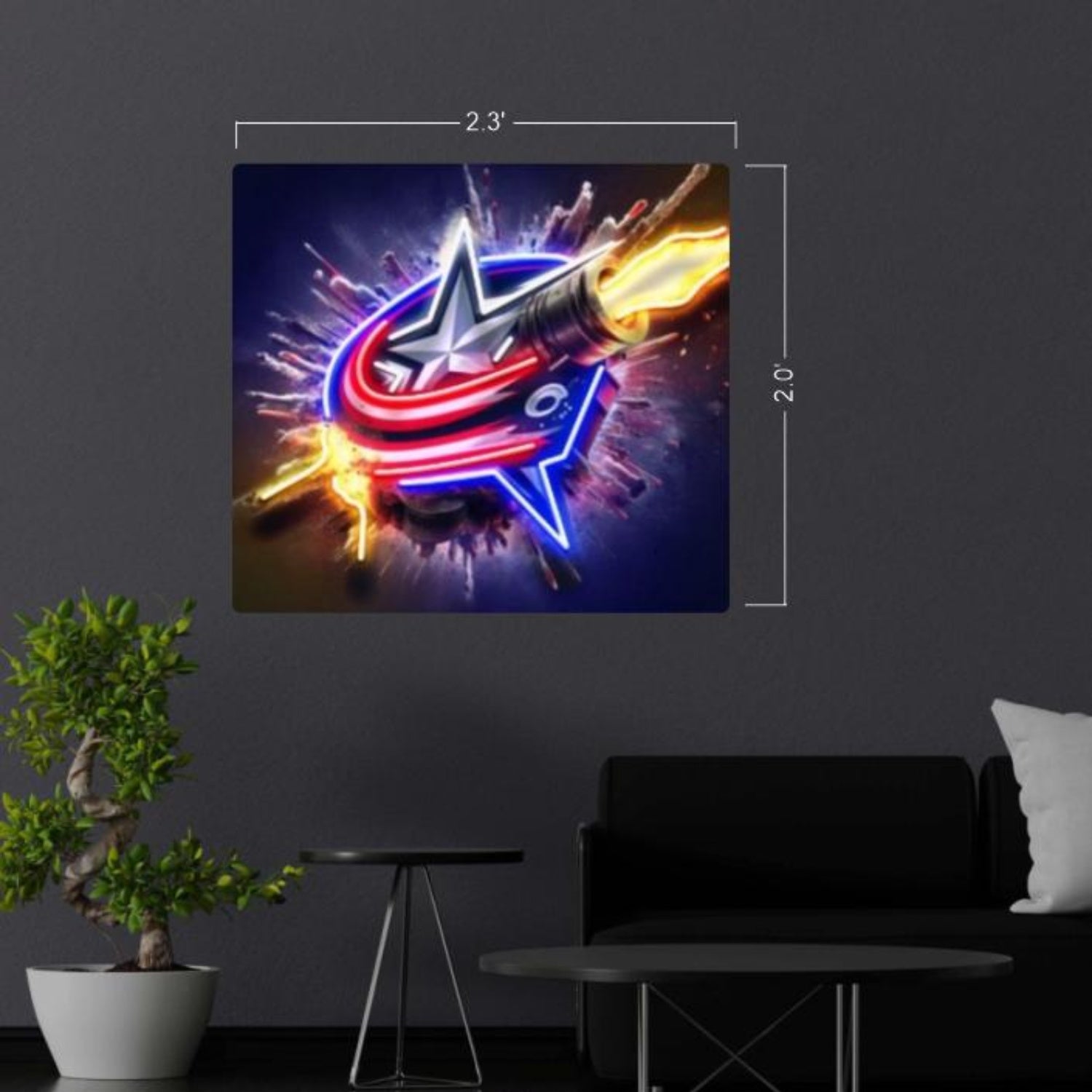 Columbus Blue Jackets Red-Blue Sci-Fi Star Flame Led Neon Sign For Indoor Decor | Shineneon