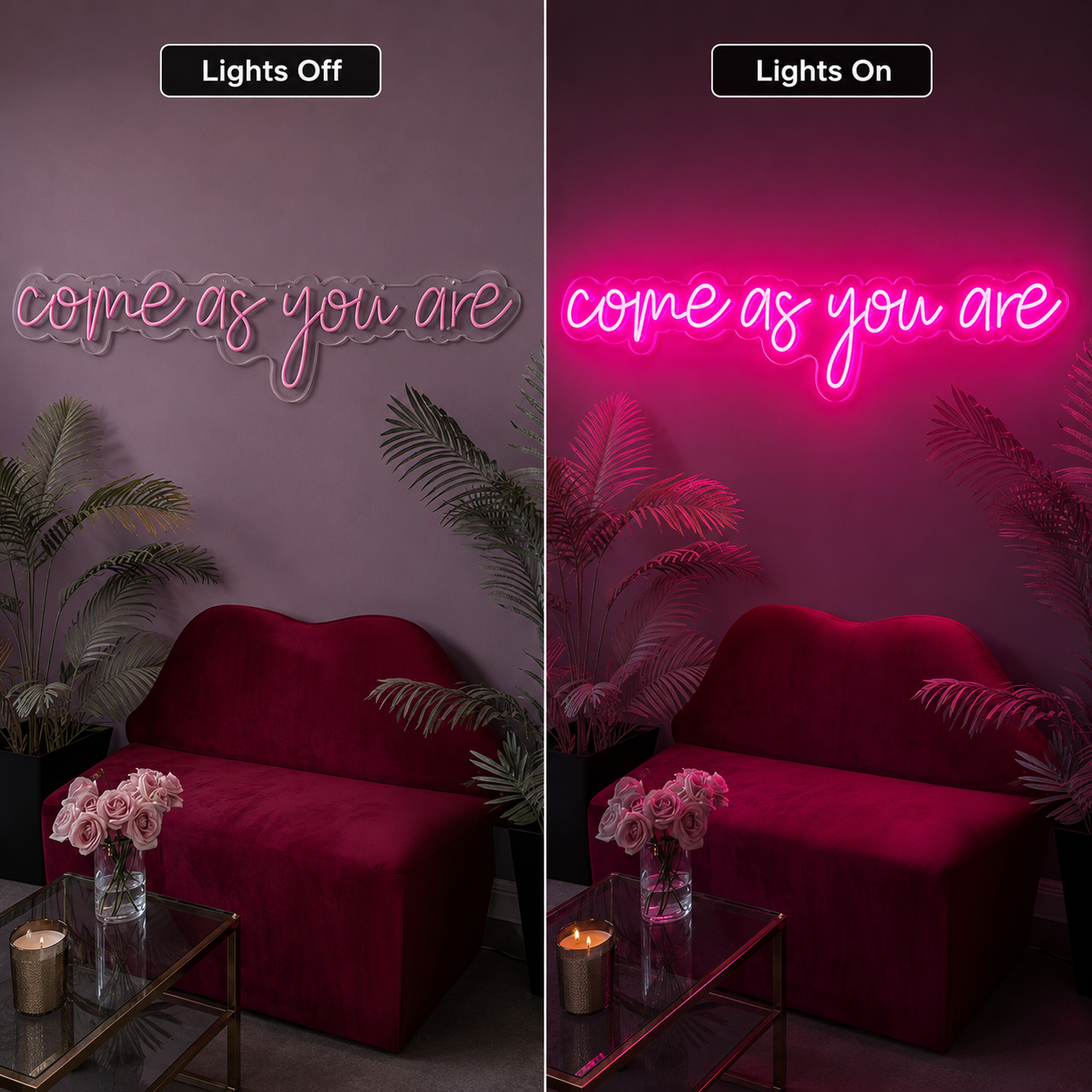 Come As You Are Wall Decor LED Neon Sign - 06 Day Night Comparison