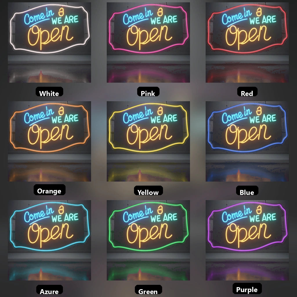 Come In We Are Open Business LED Neon Sign - 05 Color Grid