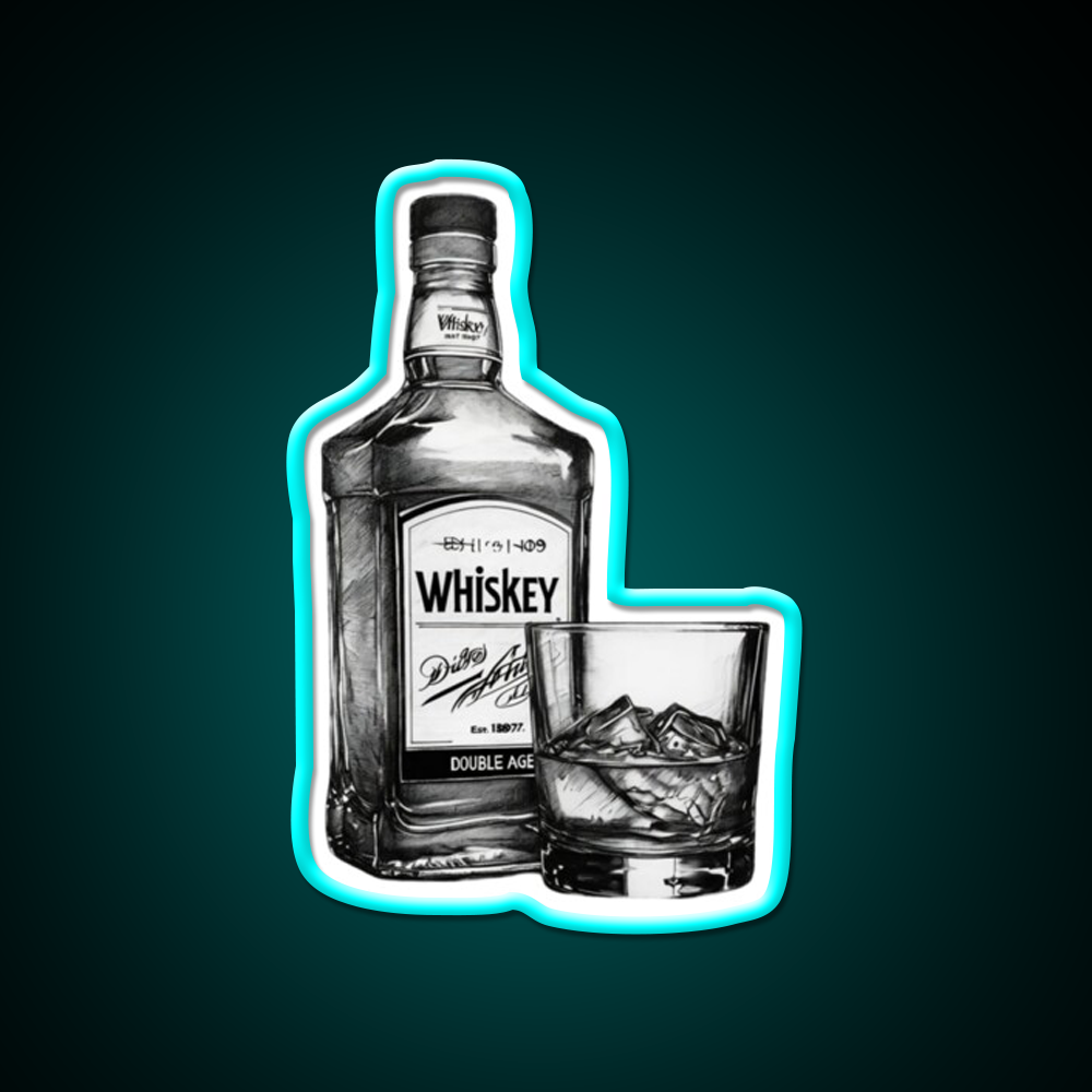 Comic Style Whiskey Bottle Man Cave Bar Led Neon Sign Rgb Color