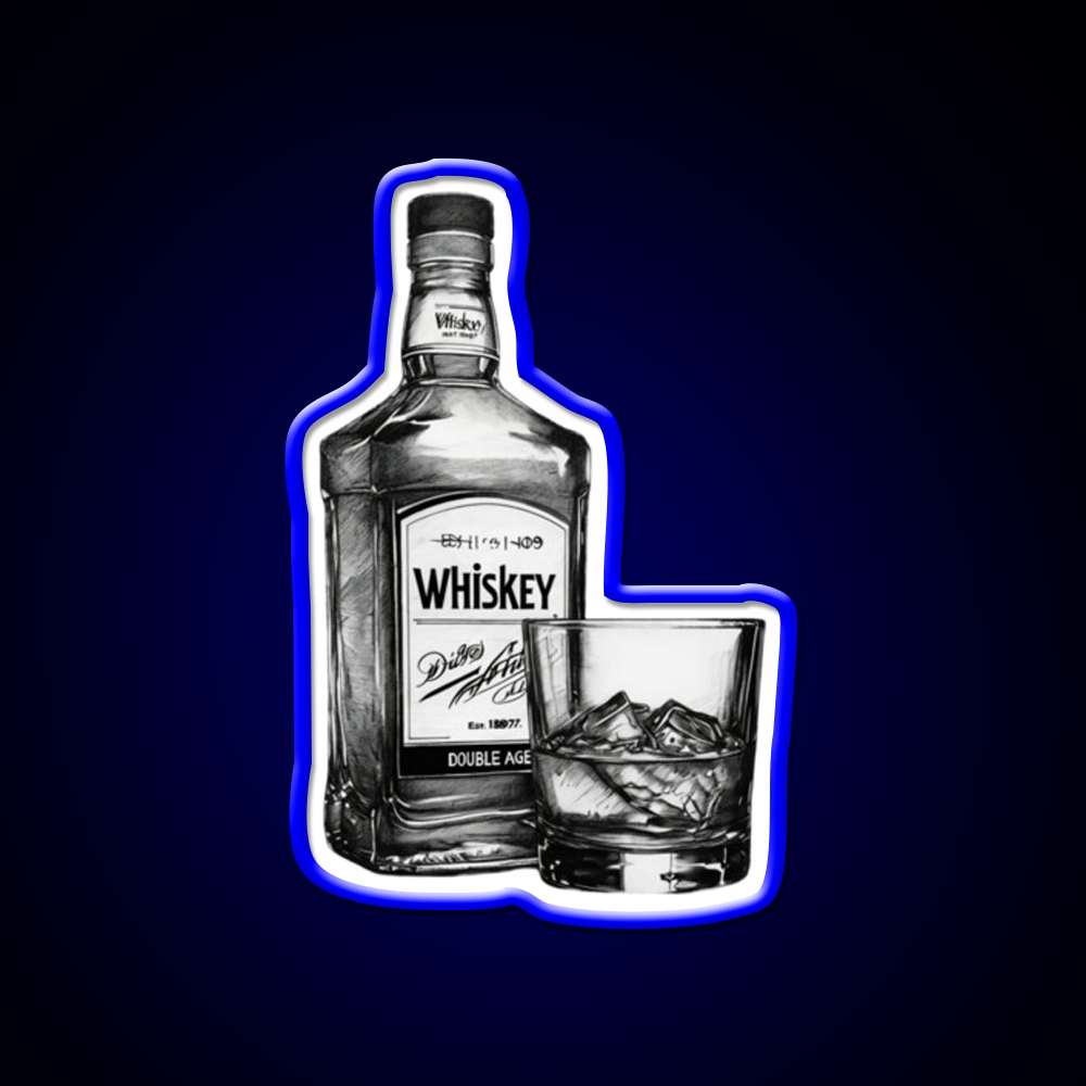 Comic Style Whiskey Bottle Man Cave Bar Led Neon Sign Rgb Color