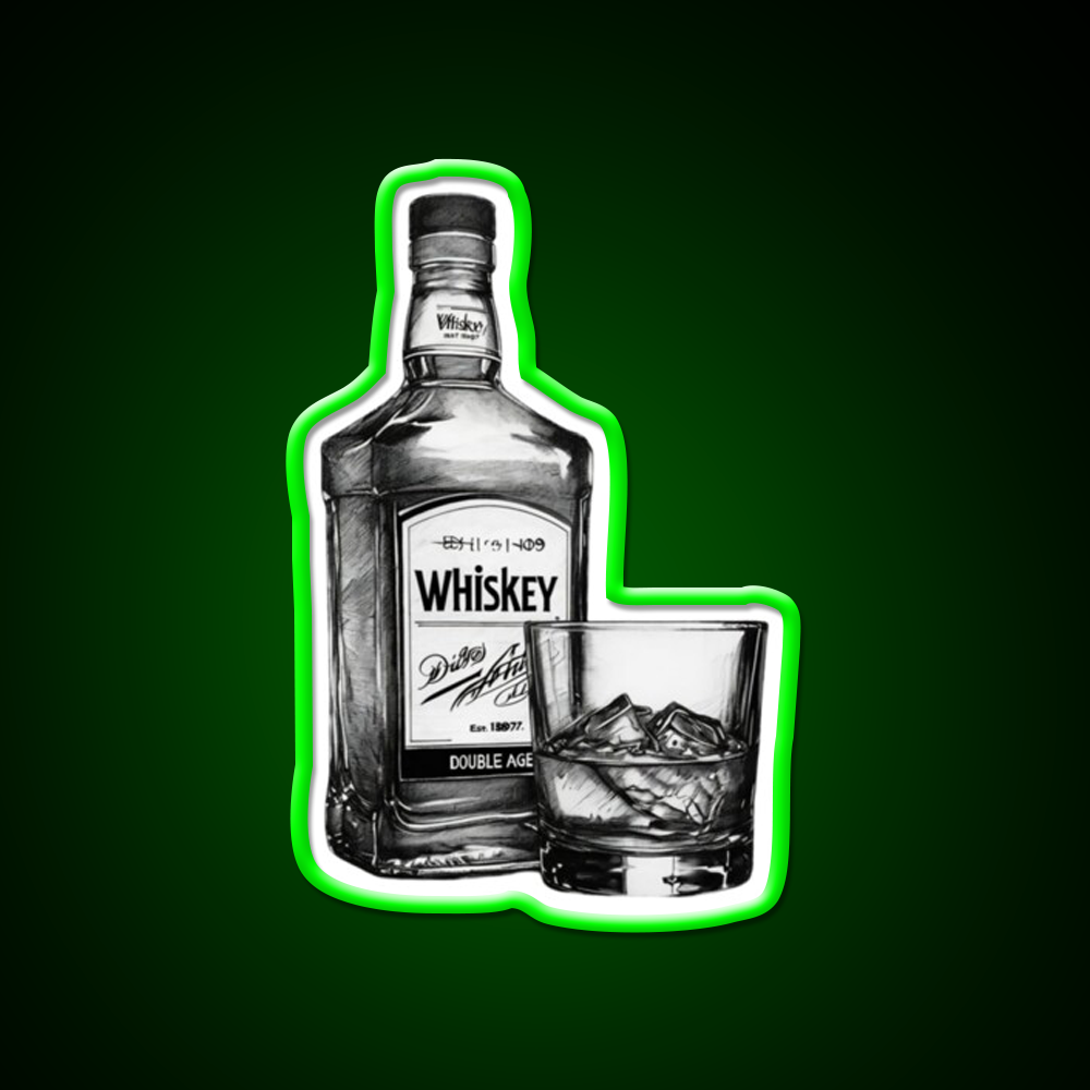 Comic Style Whiskey Bottle Man Cave Bar Led Neon Sign Rgb Color