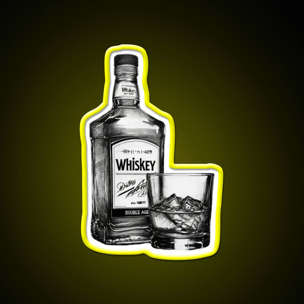 Comic Style Whiskey Bottle Man Cave Bar Led Neon Sign Rgb Color