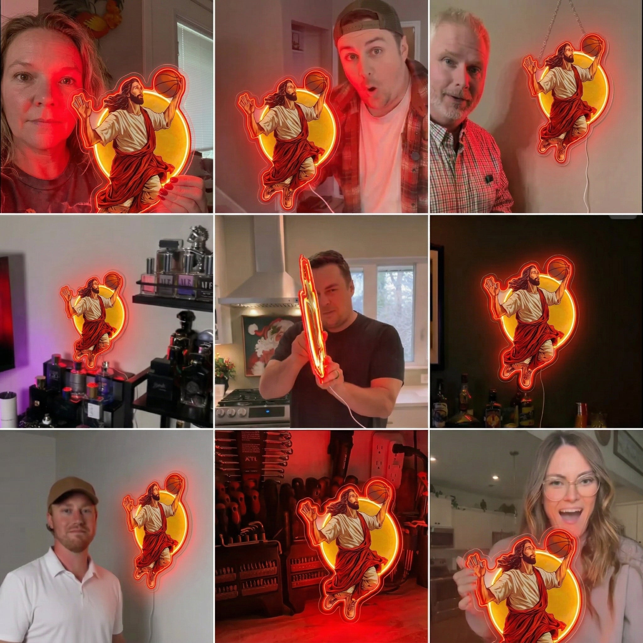 ShineNeon™ Jesus Basketball Neon Sign Holy Hoops Art for Man Cave USB Power