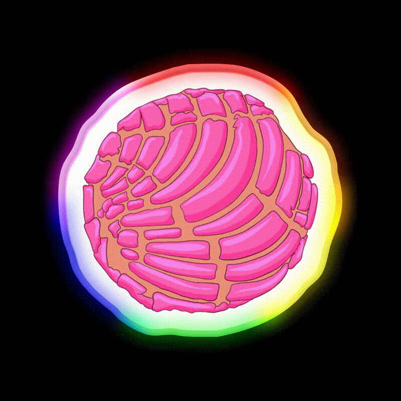 Concha Snack Food Led Neon Sign For Vending Area Rgb Color - LED neon sign close-up detail