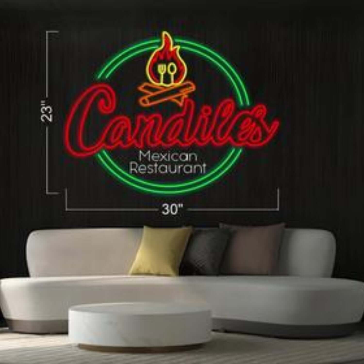 Condiles Mexican Restaurant Red - Yellow - Green Flame Led Neon Sign For Dining Décor - Shineneon