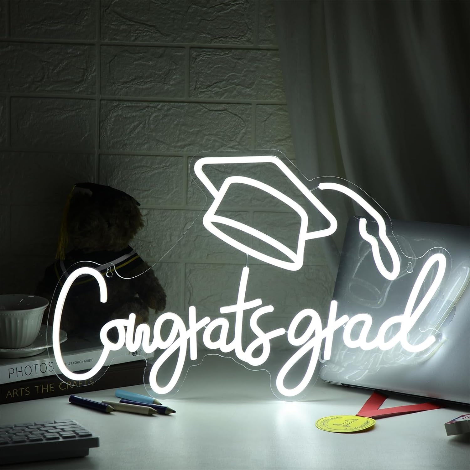 Congrats Grad Neon Sign Led Light Sign Background Wall Art Decoration For Graduation Party | Shineneon