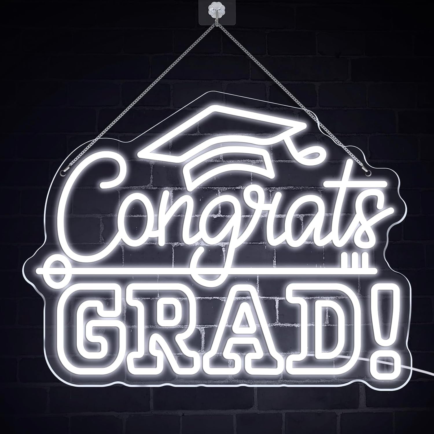 Congrats Grad Neon Sign With Graduation Cap Class Light Up Sign For Wall Decor | Shineneon