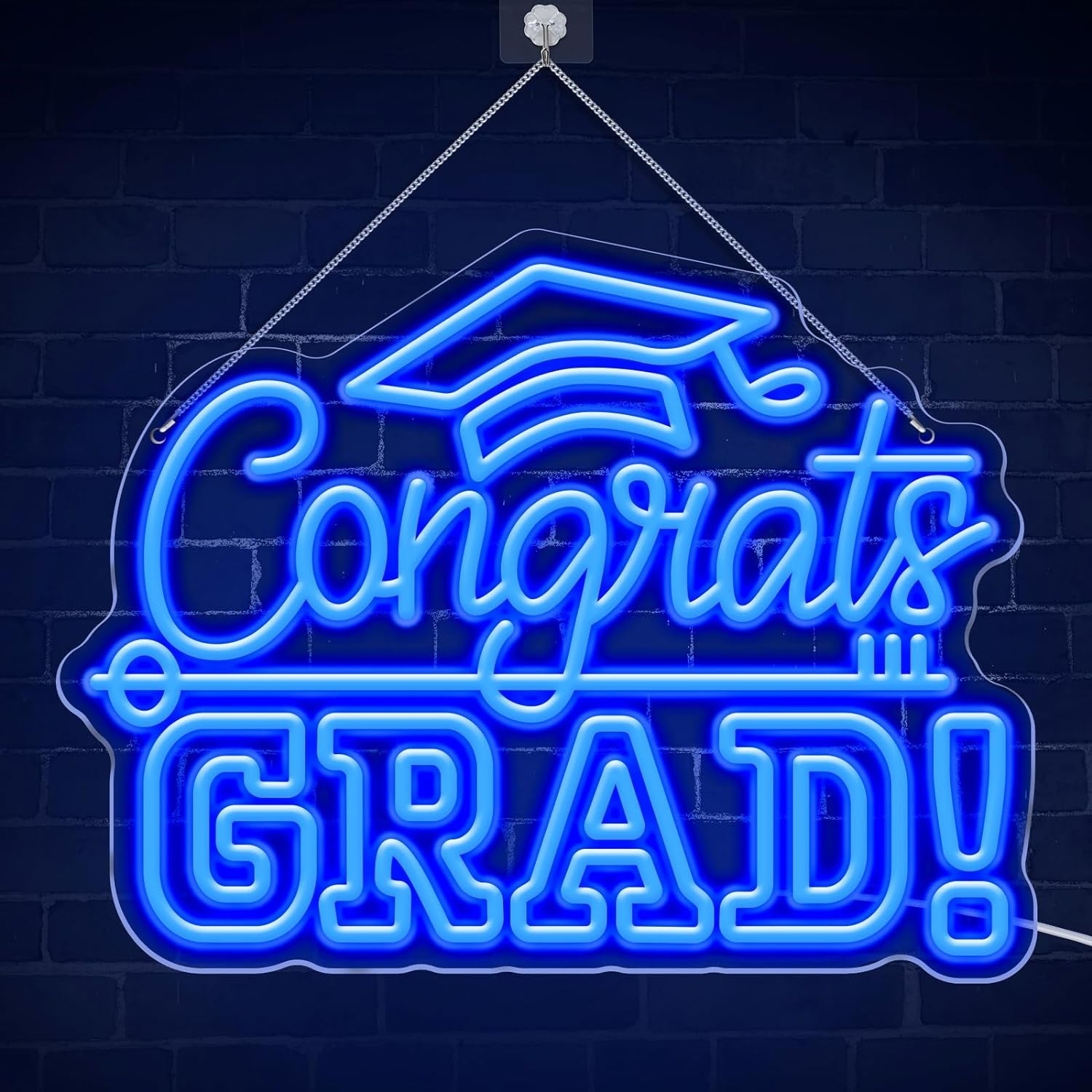 Congrats Grad Neon Sign With Graduation Cap Class Light Up Sign For Wall Decor | Shineneon