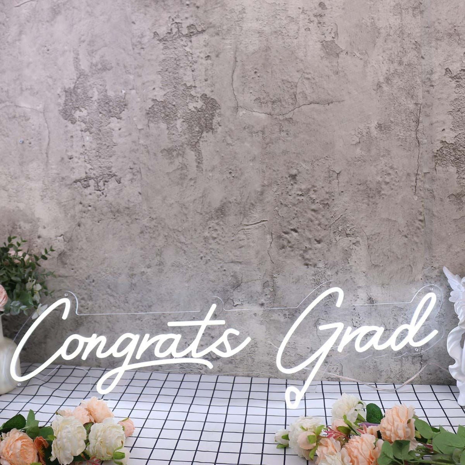 Congrats Grad White Led Neon Sign - Shineneon
