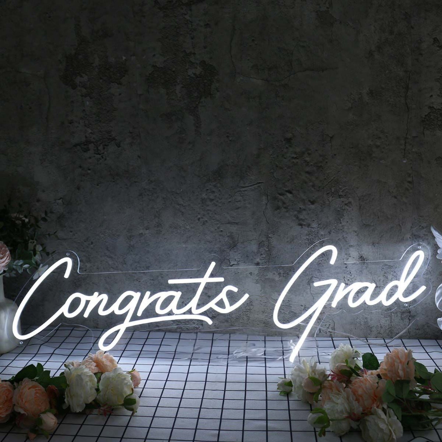Congrats Grad White Led Neon Sign - Shineneon