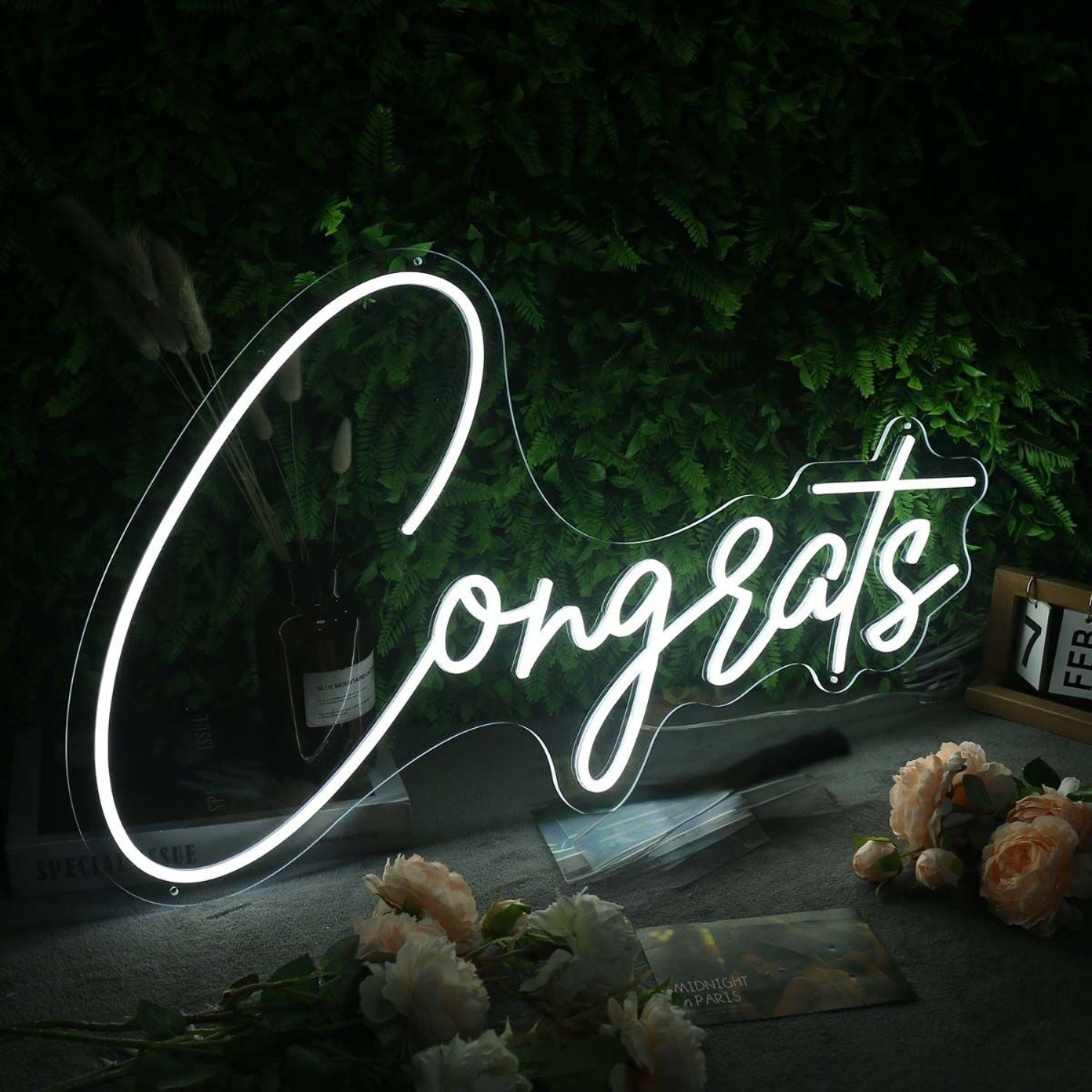 Congrats White Custom Led Neon Sign | Shineneon