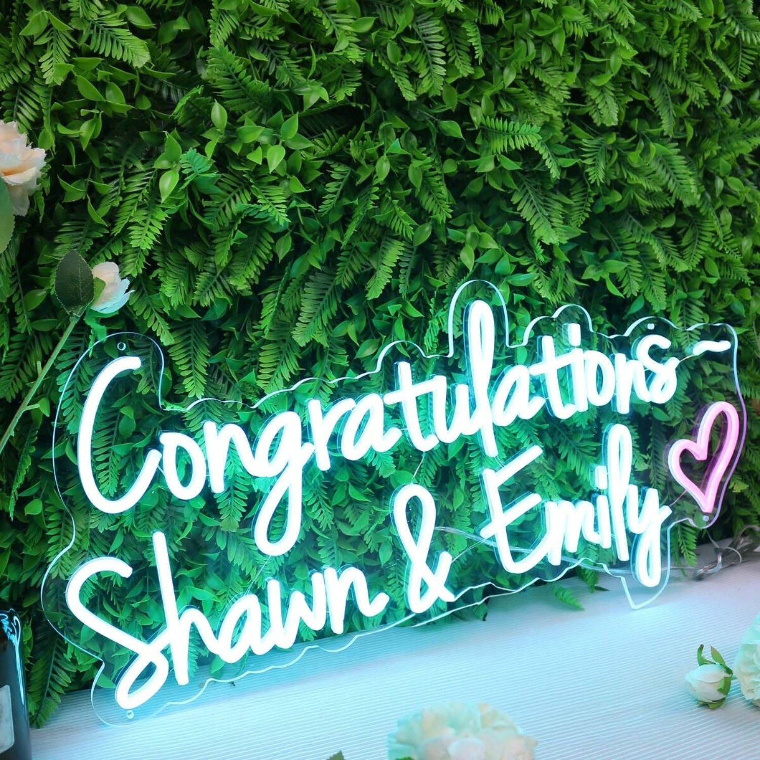 Congratulations Shawn And Emily Blue Led Neon Sign - Shineneon