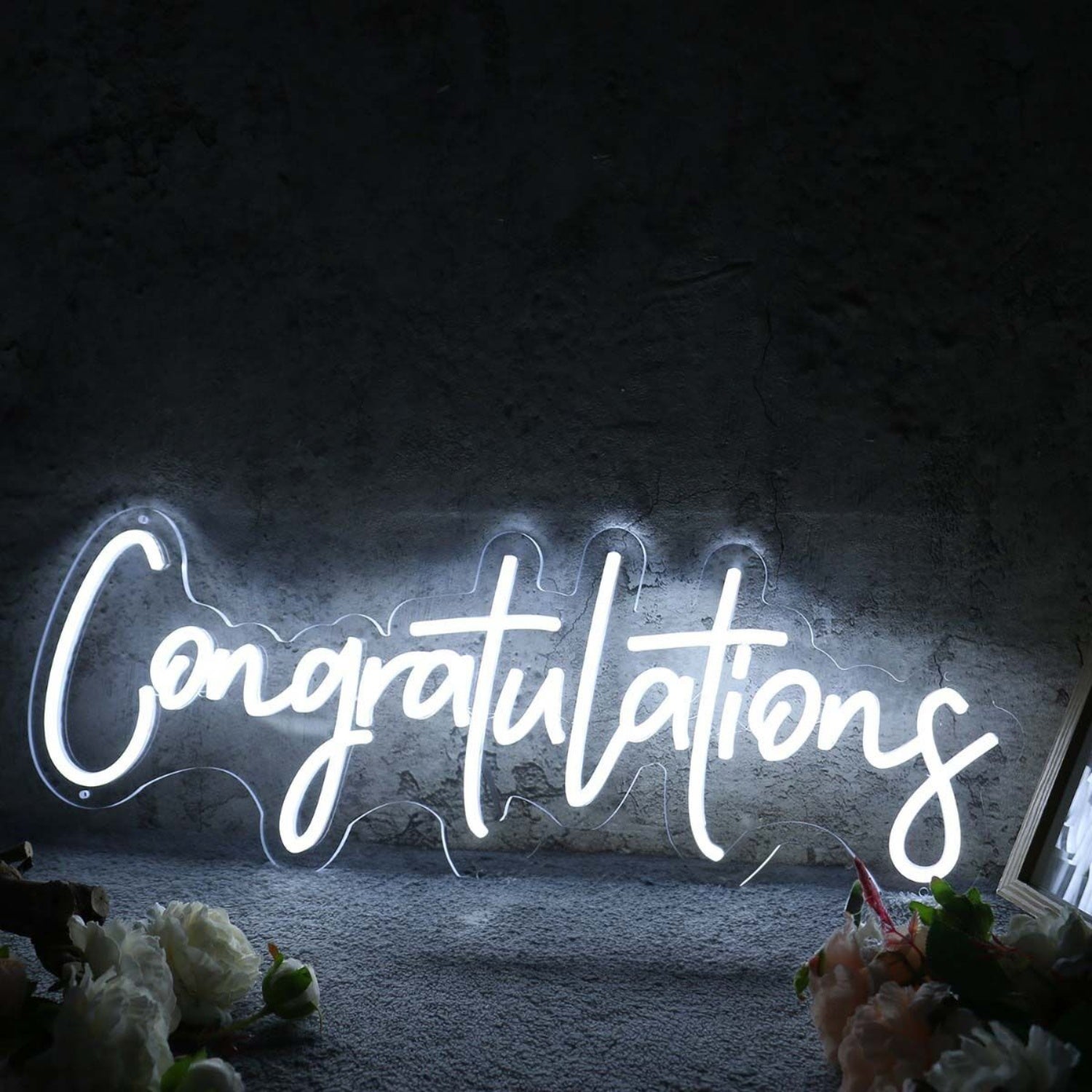 Congratulations White Led Neon Sign | Shineneon