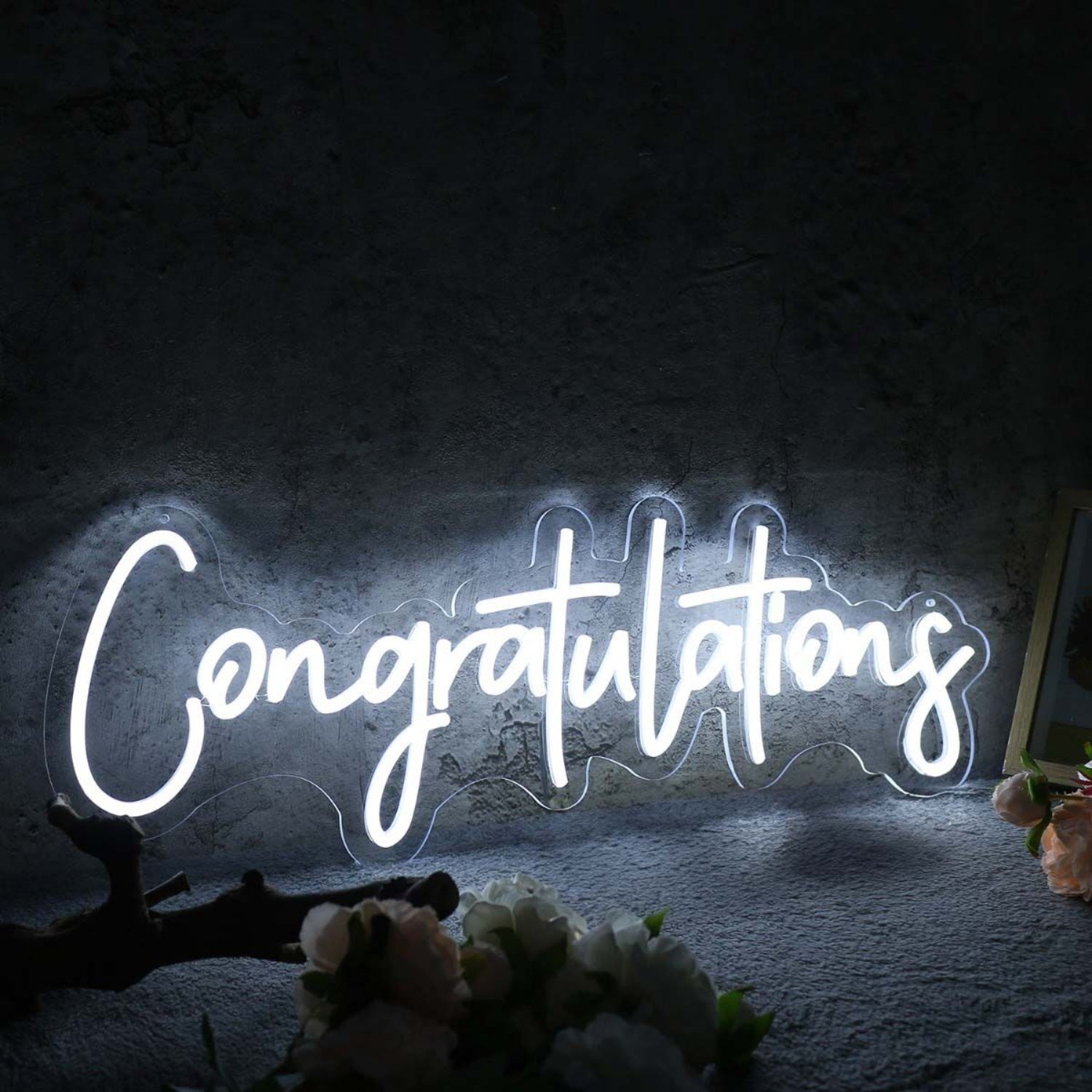 Congratulations White Led Neon Sign | Shineneon