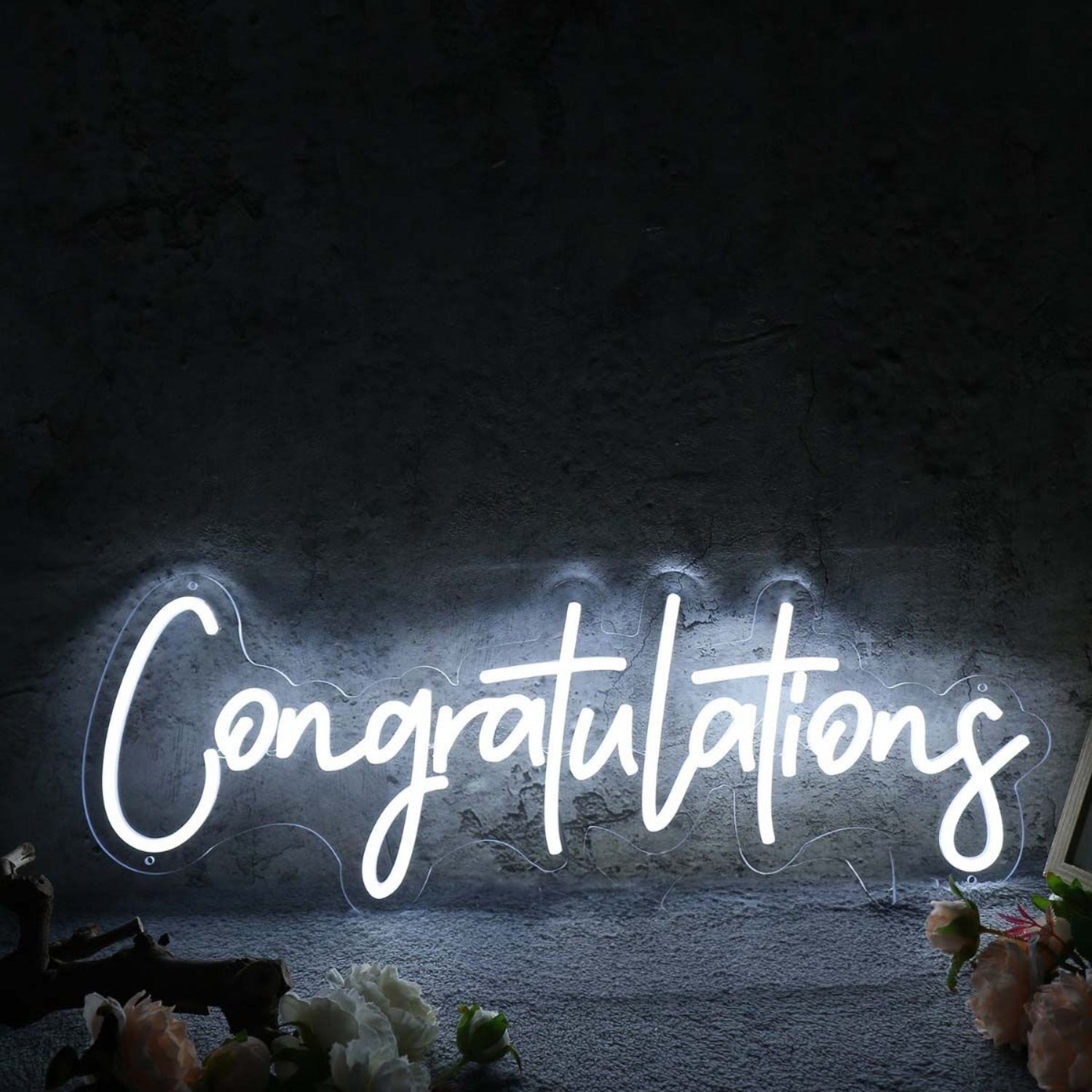 Congratulations White Led Neon Sign | Shineneon