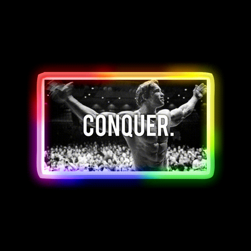 Conquer Arnold Poster Gym Fitness Led Neon Sign Rgb Color