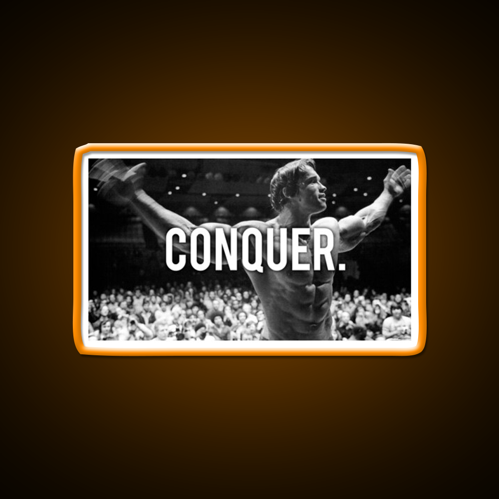 Conquer Arnold Poster Gym Fitness Led Neon Sign Rgb Color