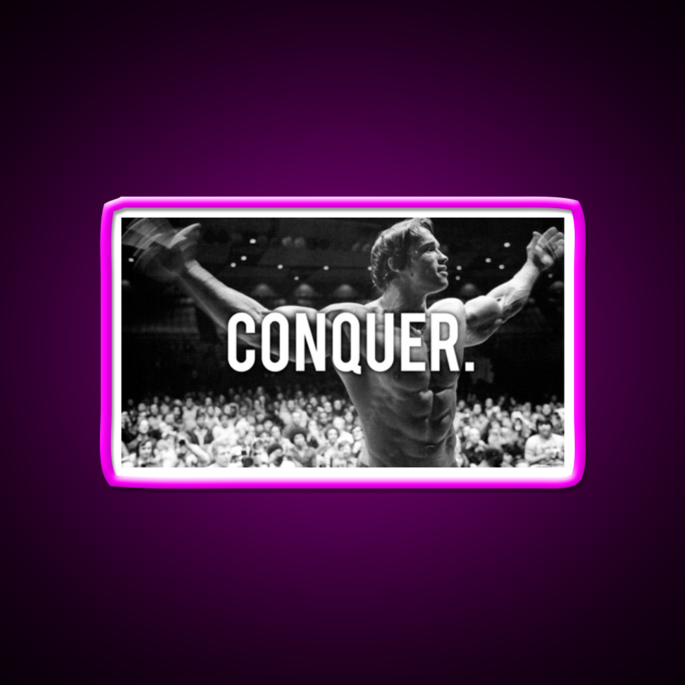 Conquer Arnold Poster Gym Fitness Led Neon Sign Rgb Color