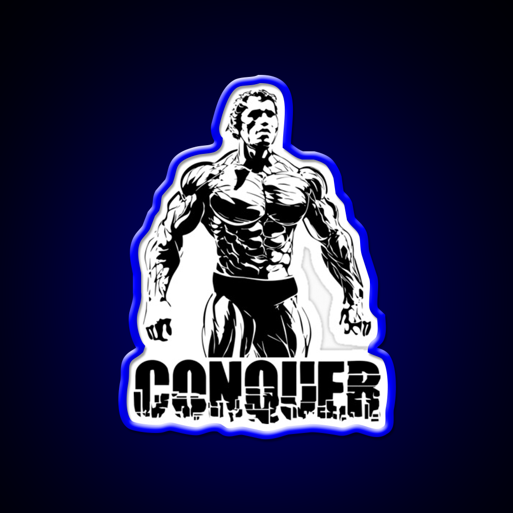 Conquer Arnold Schwarzenegger Bodybuilding Gym Fitness Led Neon Sign Rgb Color