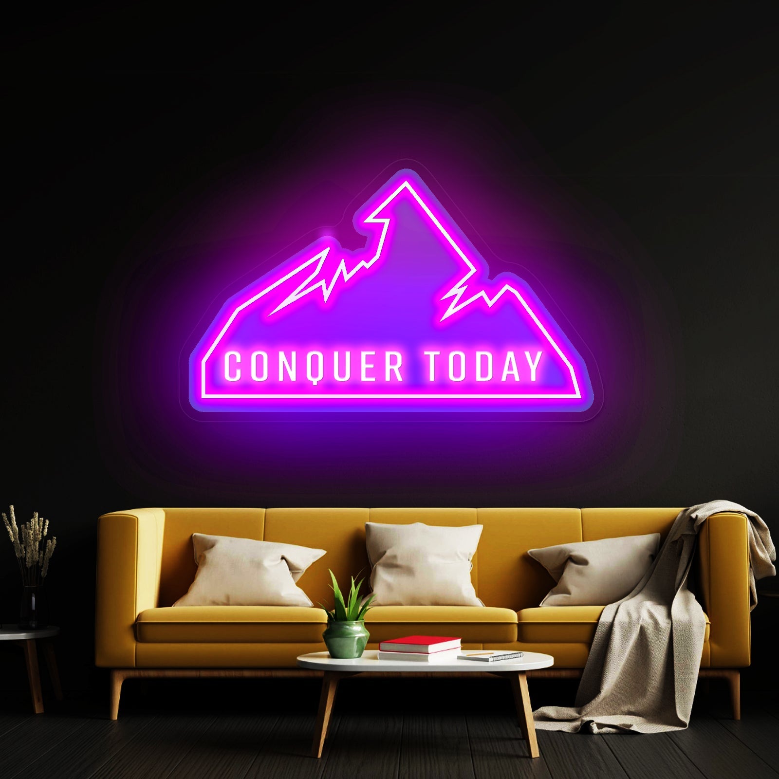 Conquer Today Mountain Motivational Neon Signs - Shineneon