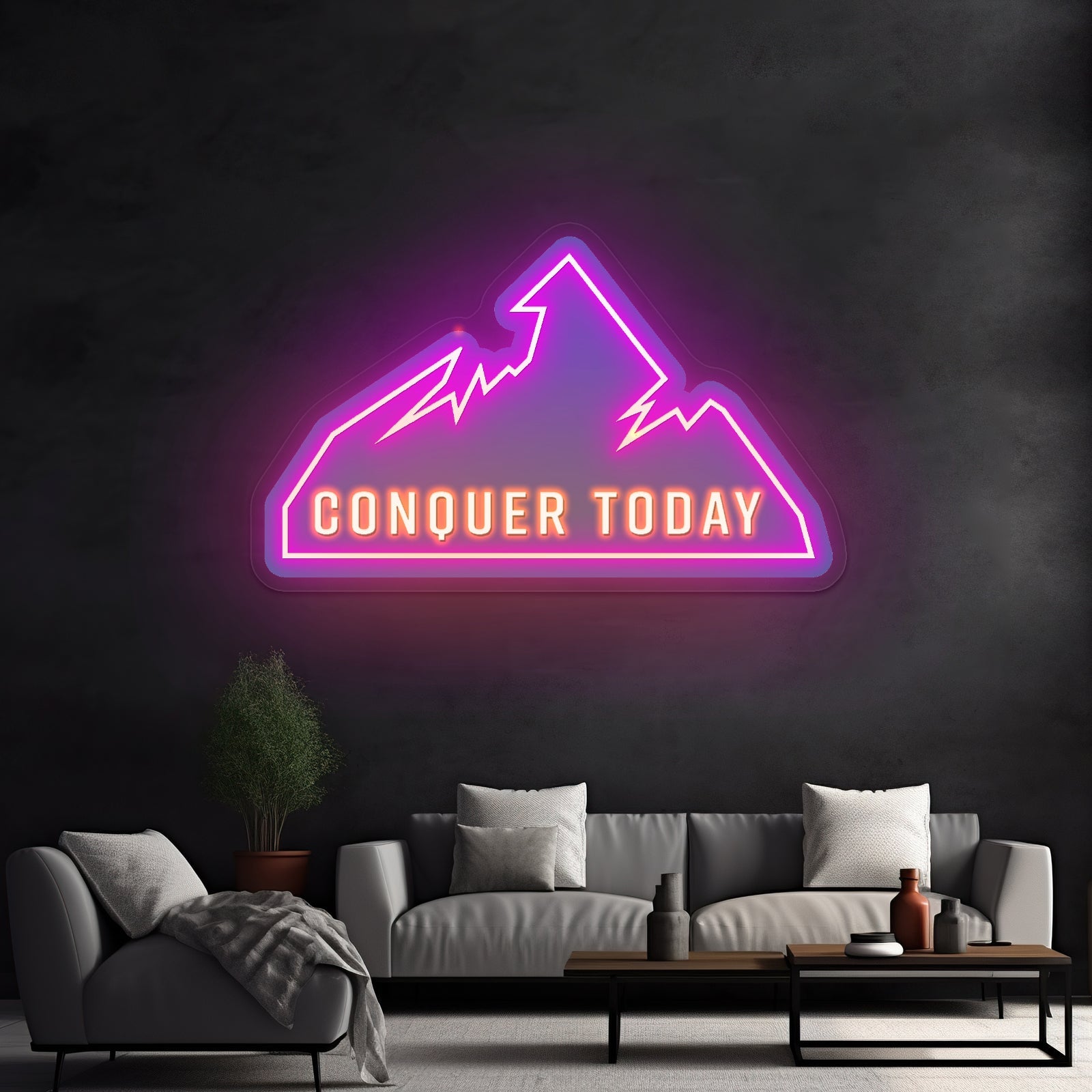 Conquer Today Mountain Motivational Neon Signs - Shineneon