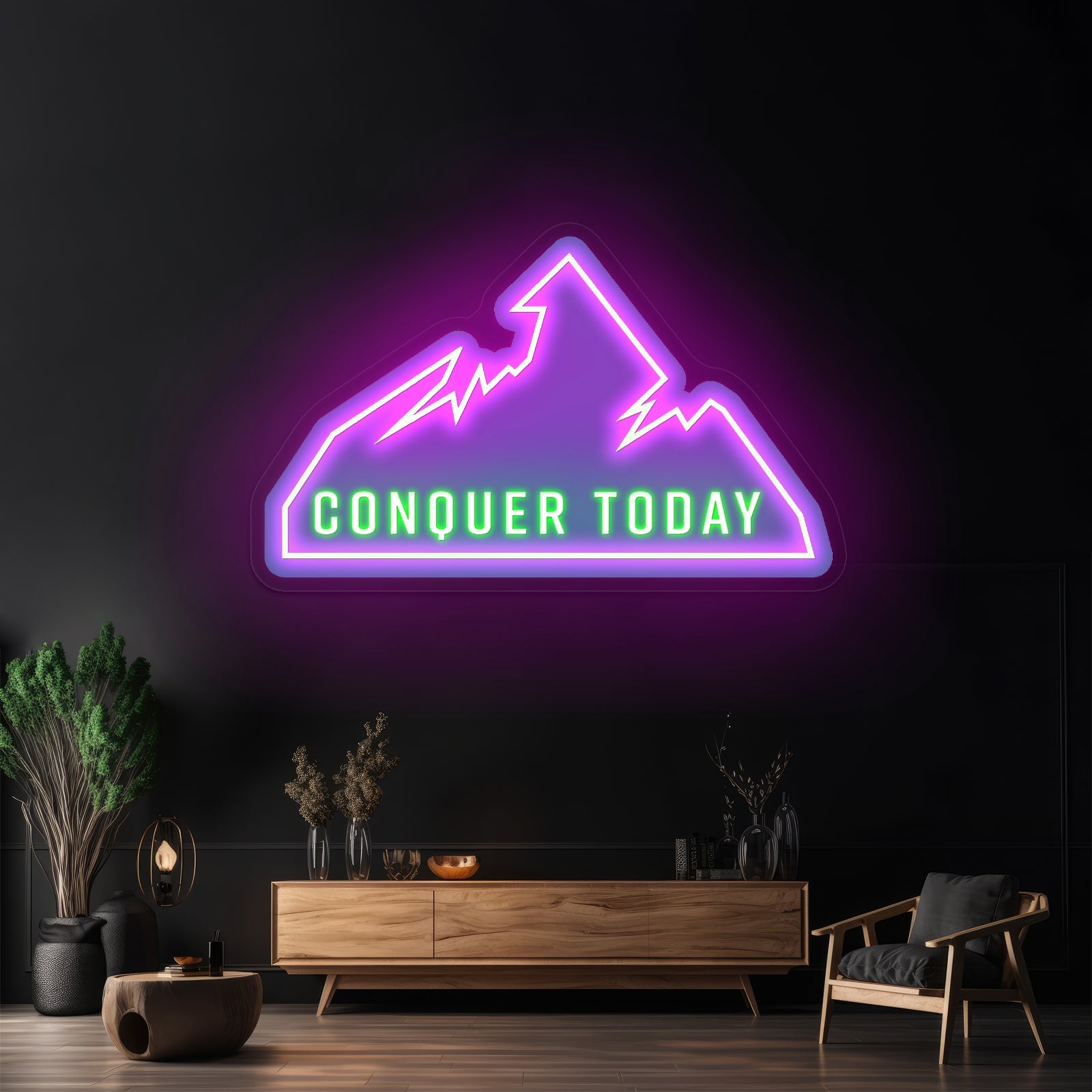 Conquer Today Mountain Motivational Neon Signs - Shineneon