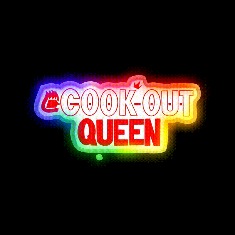 Cook Out Queen Fast Food Led Neon Sign For Burger Place Rgb Color