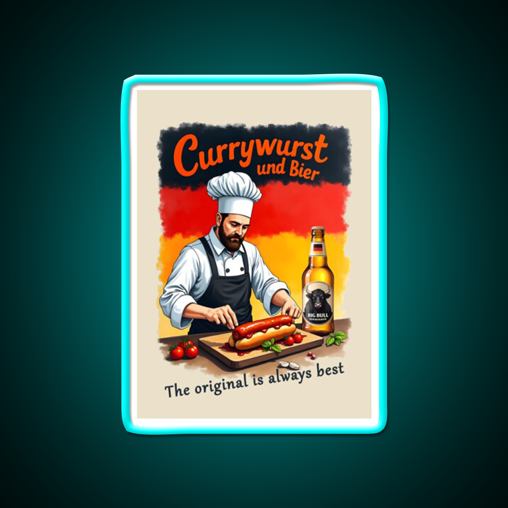 Cook Says German Currywurst Is Always Bar Decor Led Neon Sign Rgb Color - Size and dimension reference