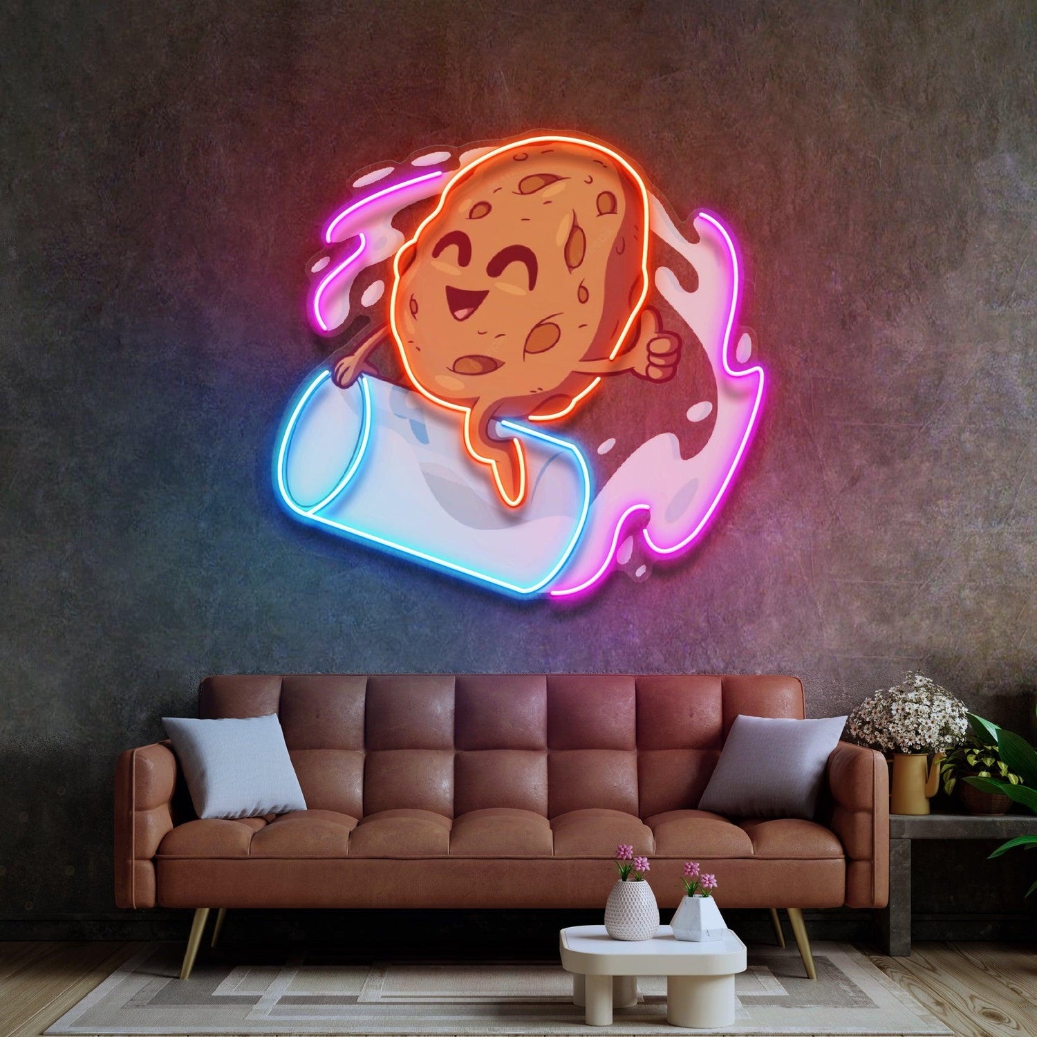 Cookie Milk Cartoon Multicolor Uv Printed Led Neon Sign For Home Cafe Decor | Shineneon