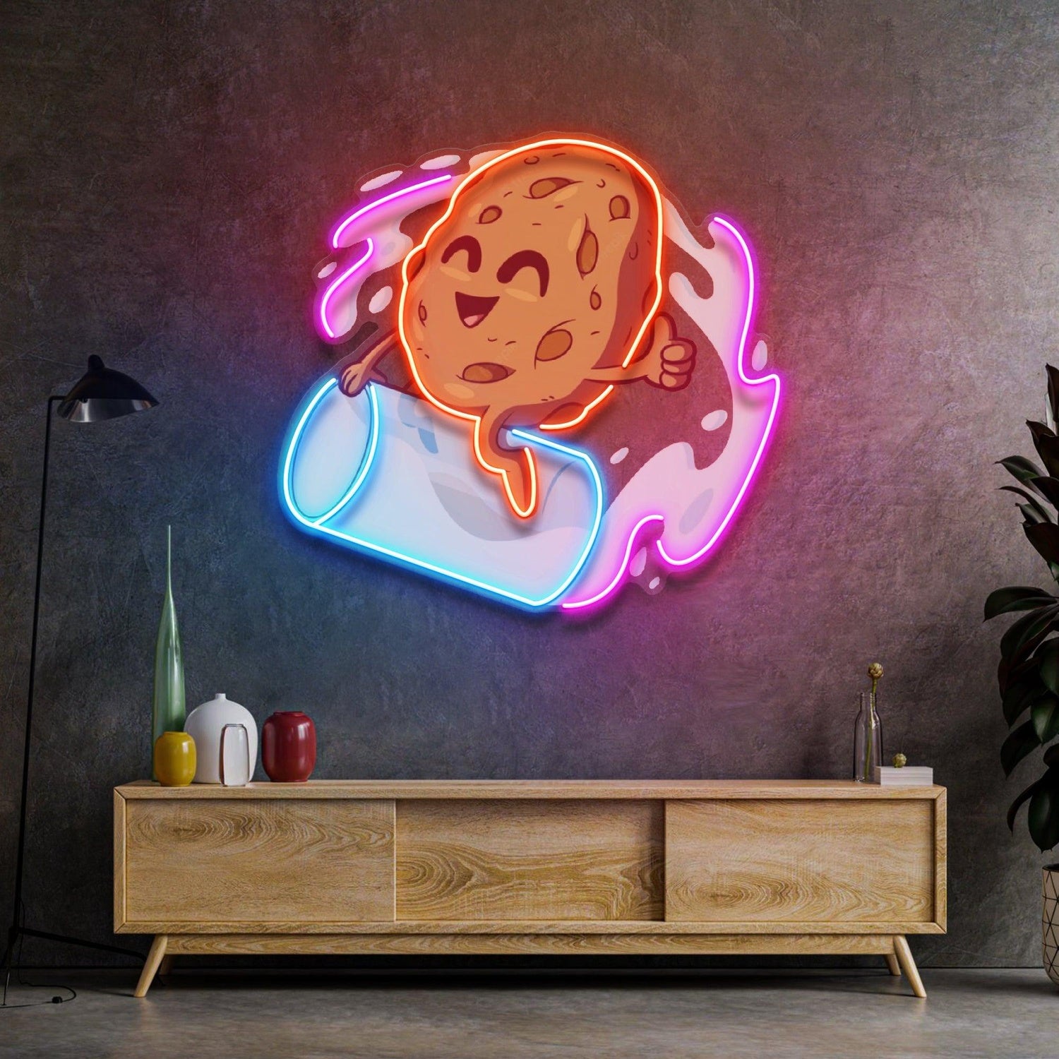 Cookie Milk Cartoon Multicolor Uv Printed Led Neon Sign For Home Cafe Decor | Shineneon